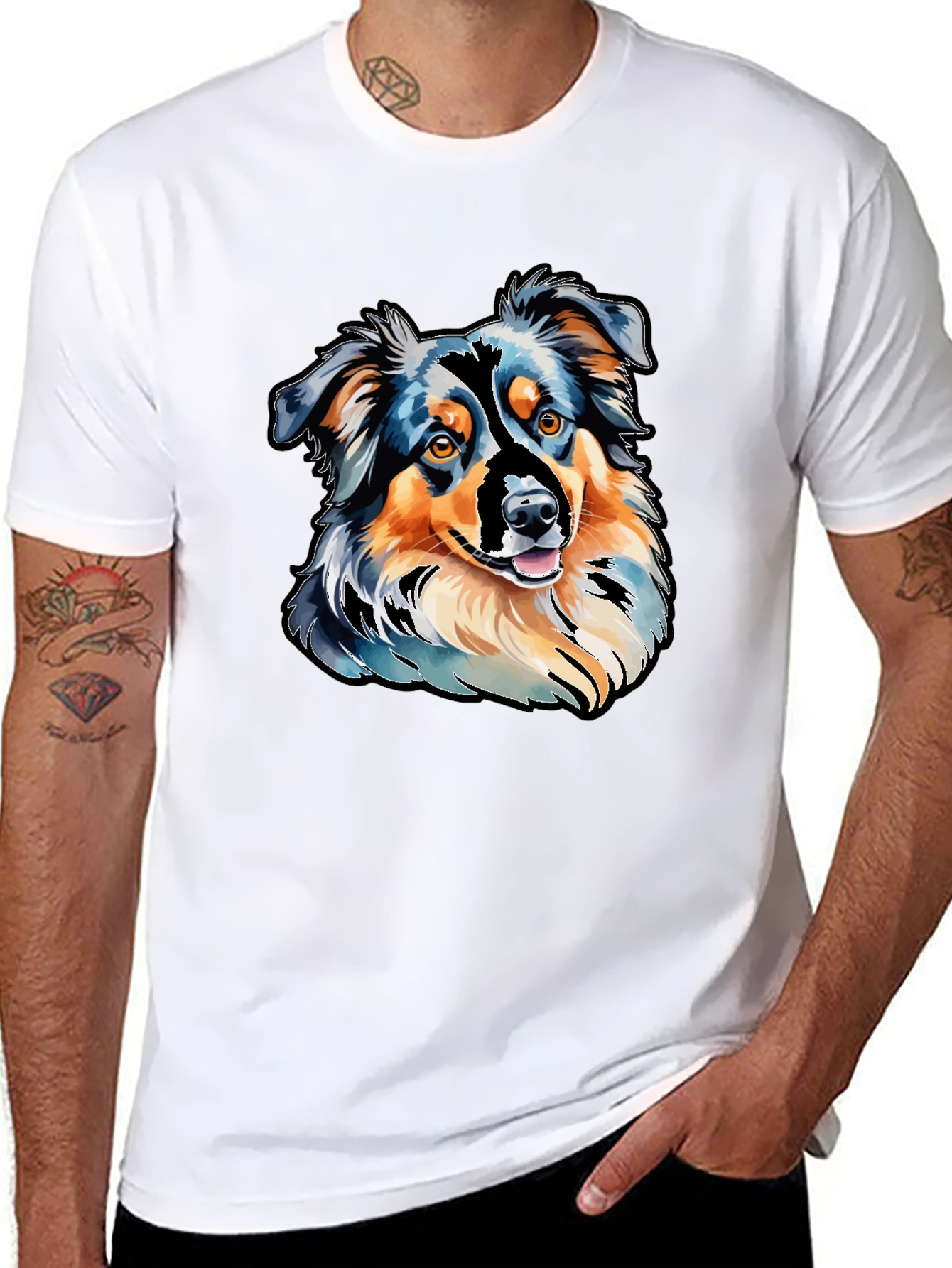 Black Aussie Dog Art T-Shirt view 8