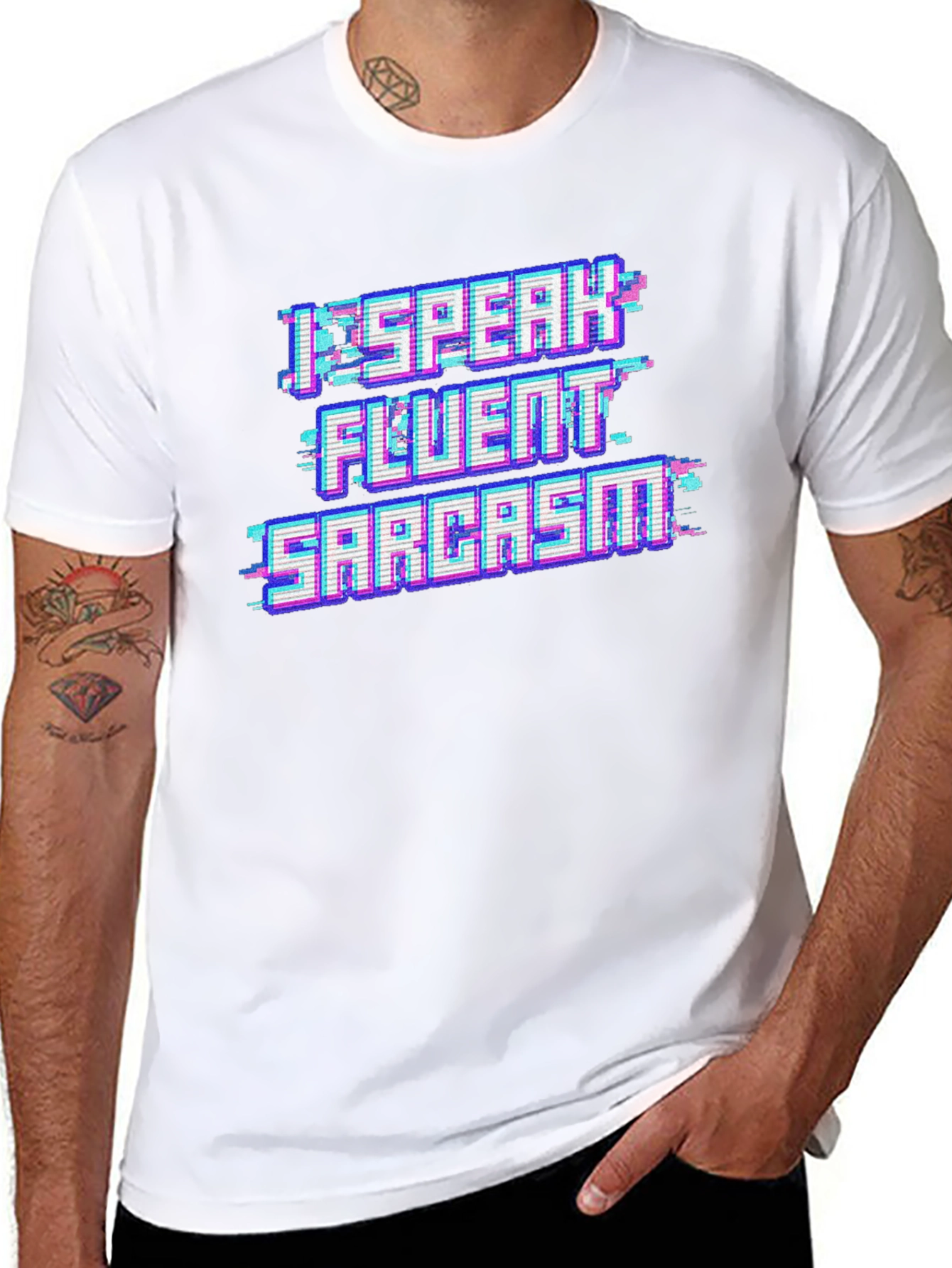 Black I Speak Fluent Sarcasm Black T-Shirt view 8