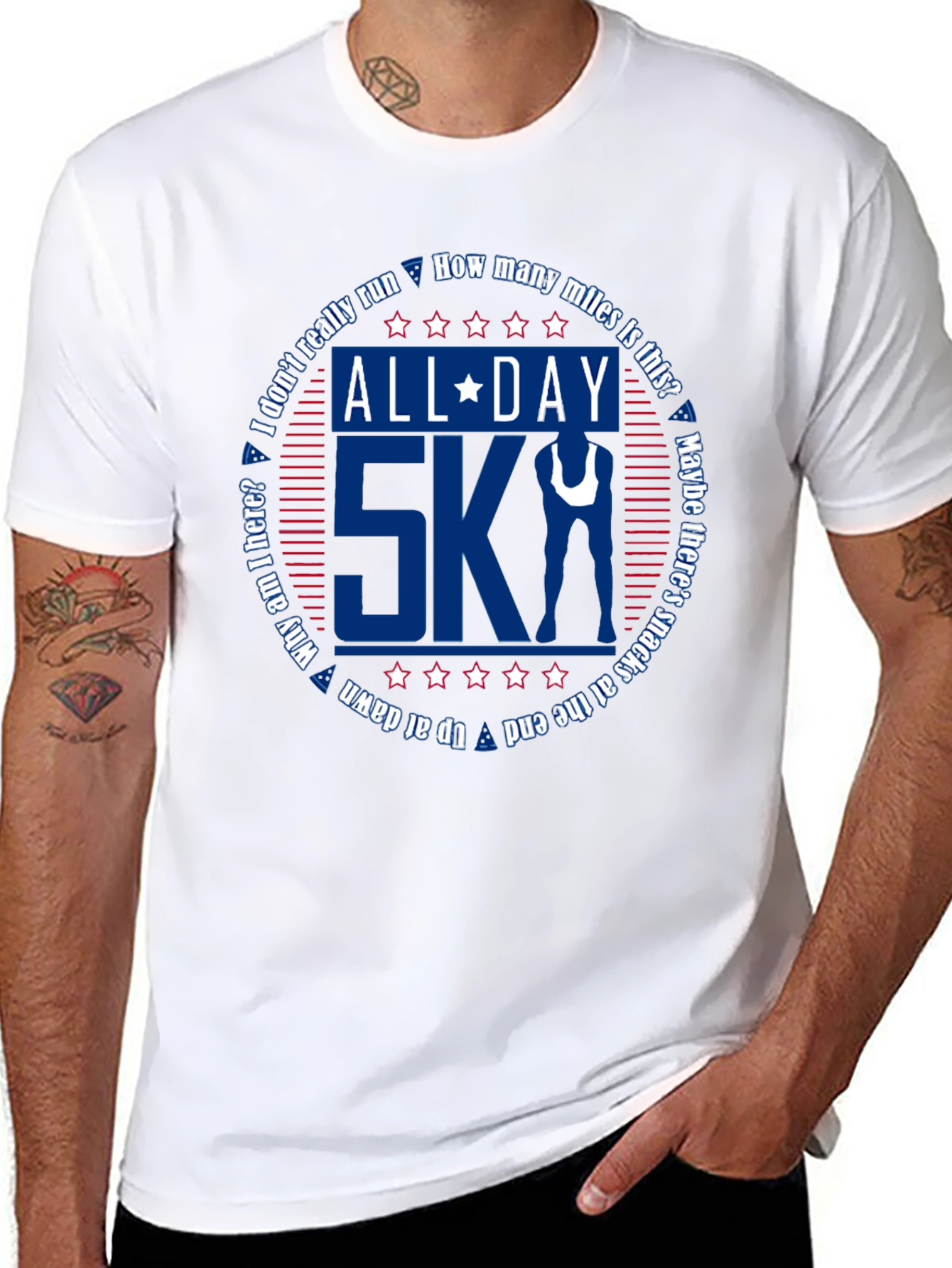 Black All Day 5K T-Shirt - Men's Graphic Tee view 8