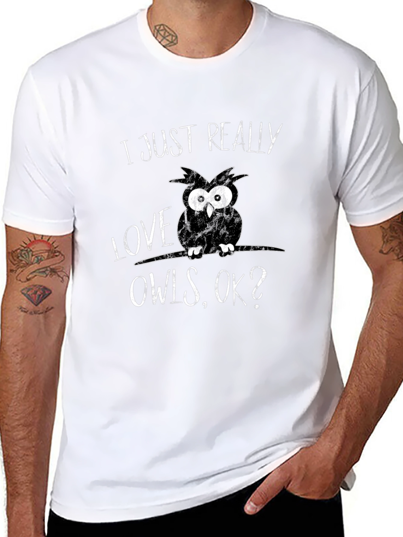 Black I Just Really Love Owls T-Shirt - Black view 8