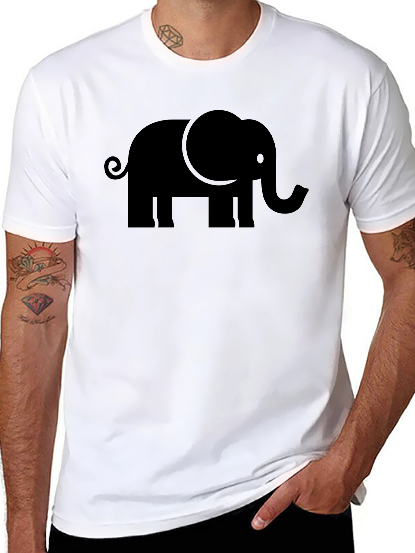 Black Black Elephant Graphic Tee - Mens Casual Shirt view 8