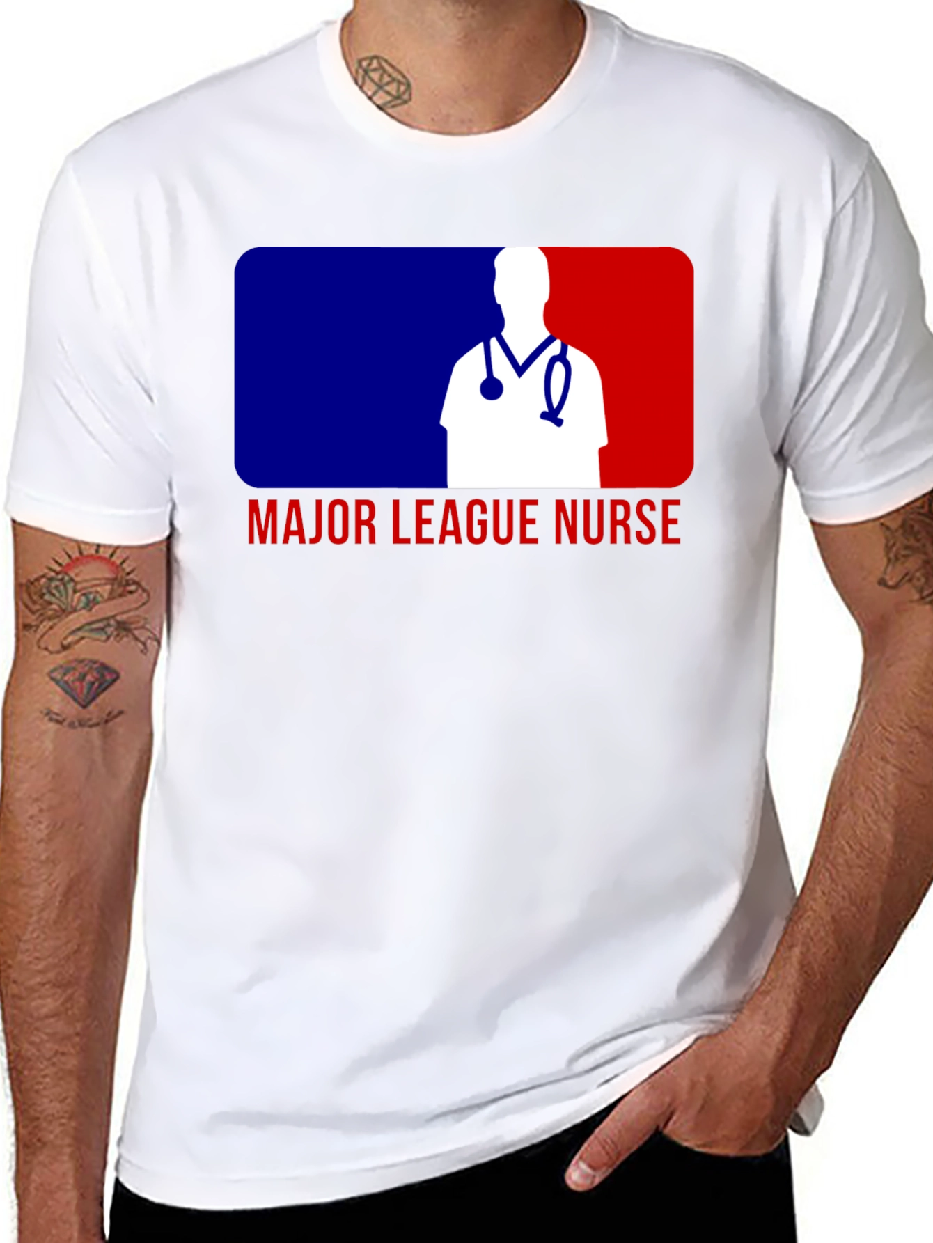 Black Major League Nurse T-Shirt - Baseball Inspired Design view 8