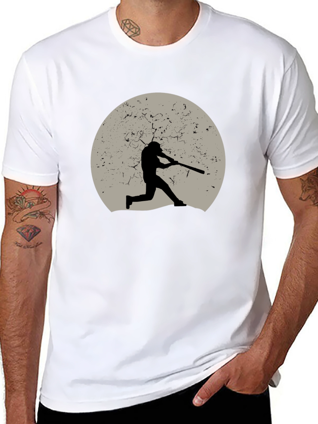 Black Baseball Silhouette Graphic Tee - Black view 8