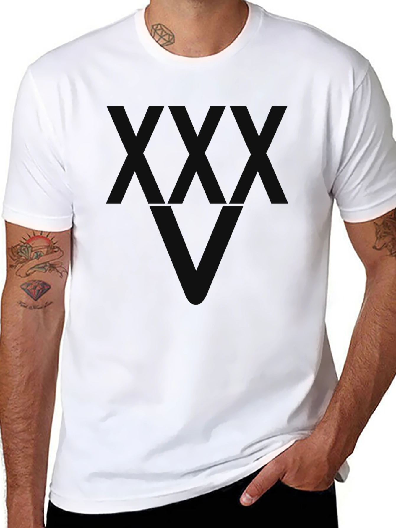 Black Men's Graphic Black T-Shirt - Geometric Design view 8