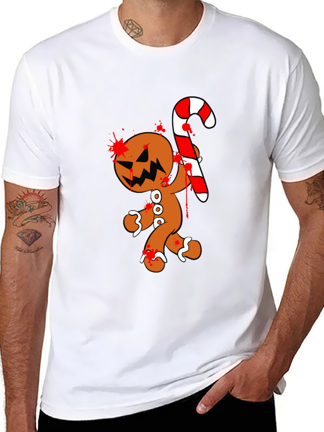 Black Bloody Gingerbread Horror Graphic Tee view 8