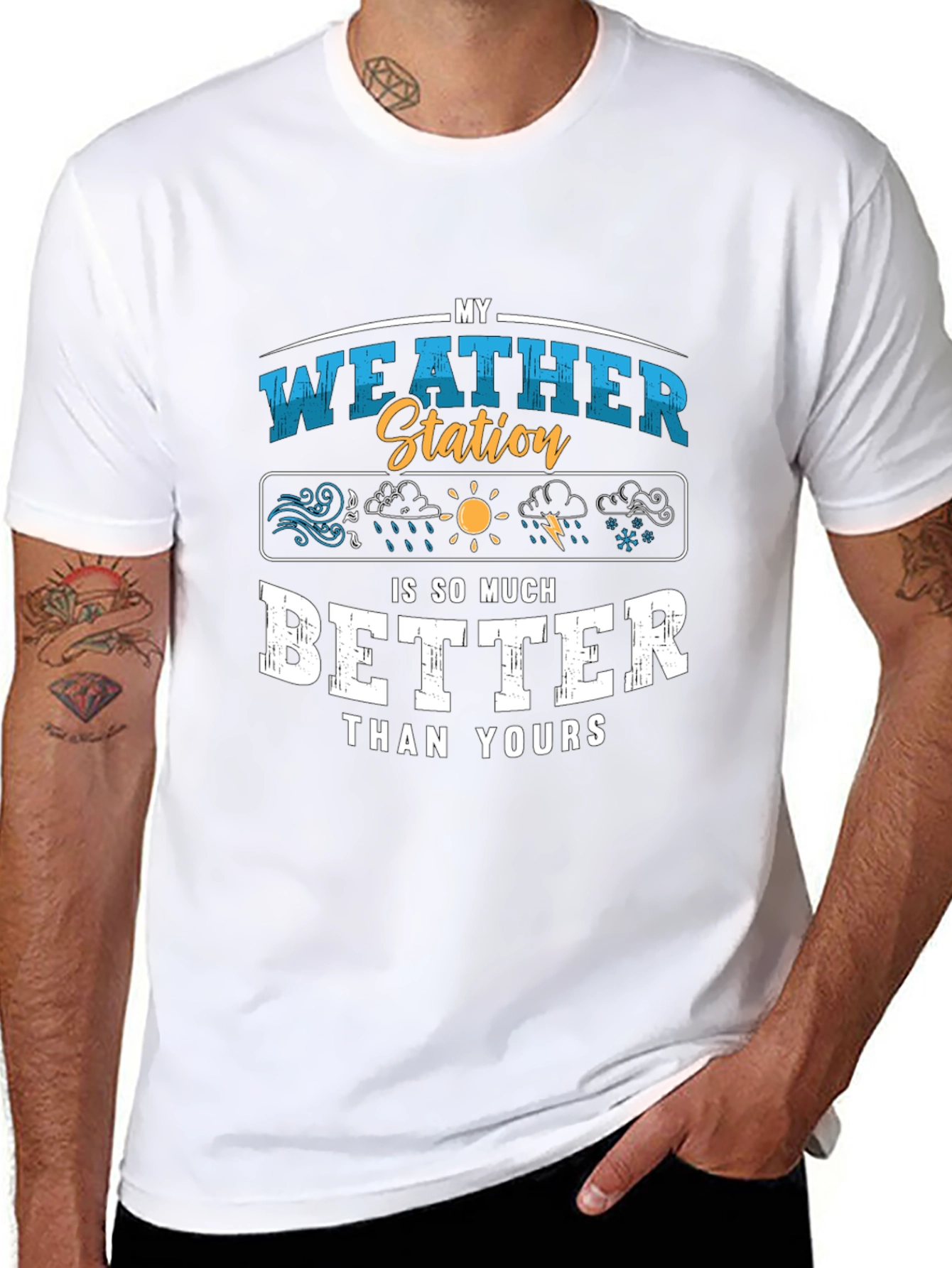 Black My Weather Station T-Shirt, Funny Weather Gift view 8