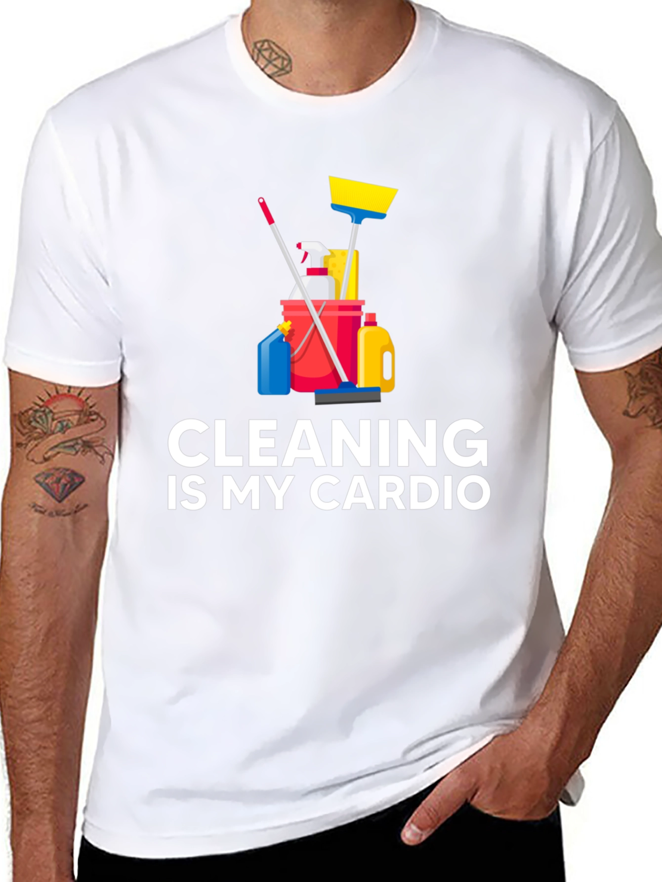 Black Cleaning Is My Cardio T-Shirt Funny Housework Design view 8