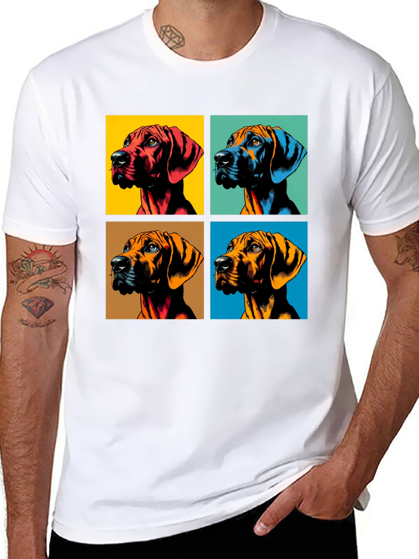 Black Pop Art Dog Portrait Graphic Tee view 8