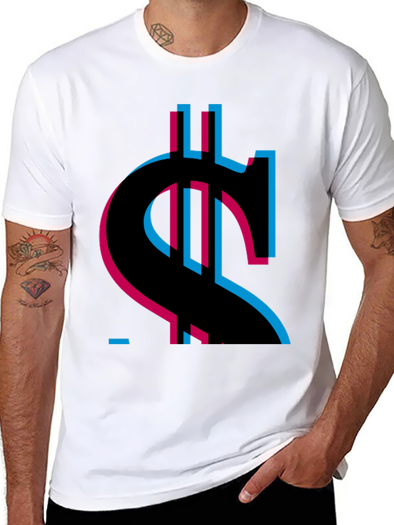 Black Abstract Dollar Sign Graphic Tee view 8