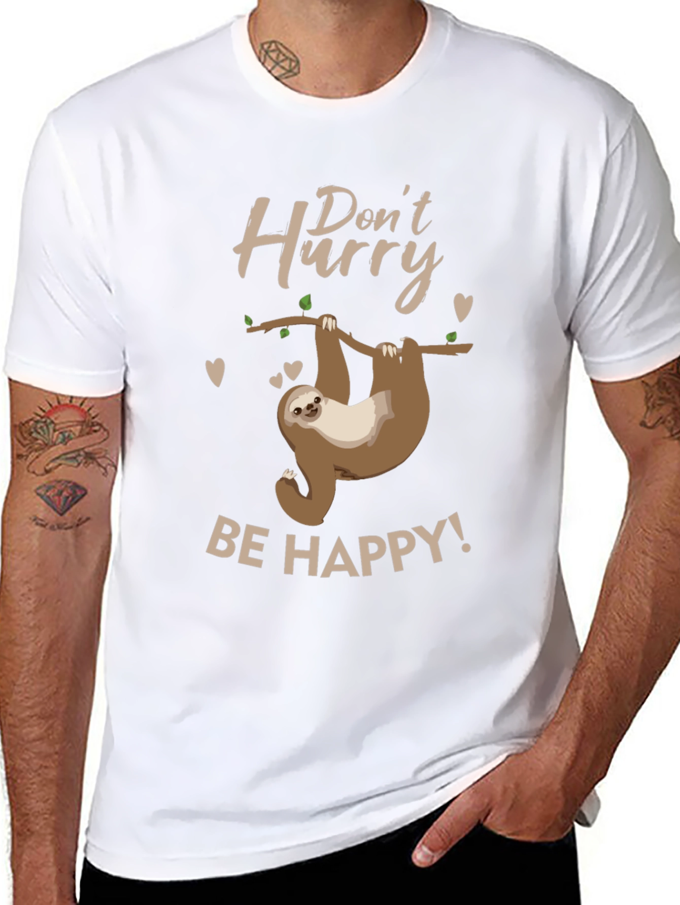 Black Don't Hurry, Be Happy Sloth T-Shirt view 8