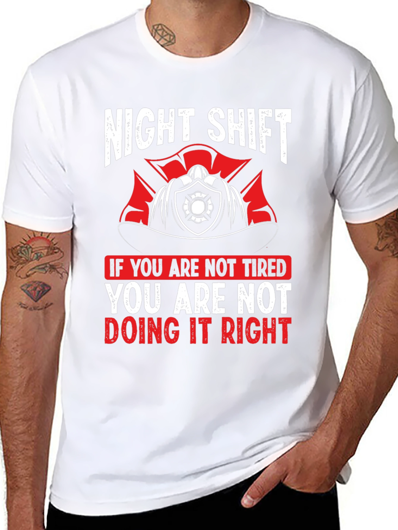 Black Night Shift Firefighter Graphic T-Shirt view 8