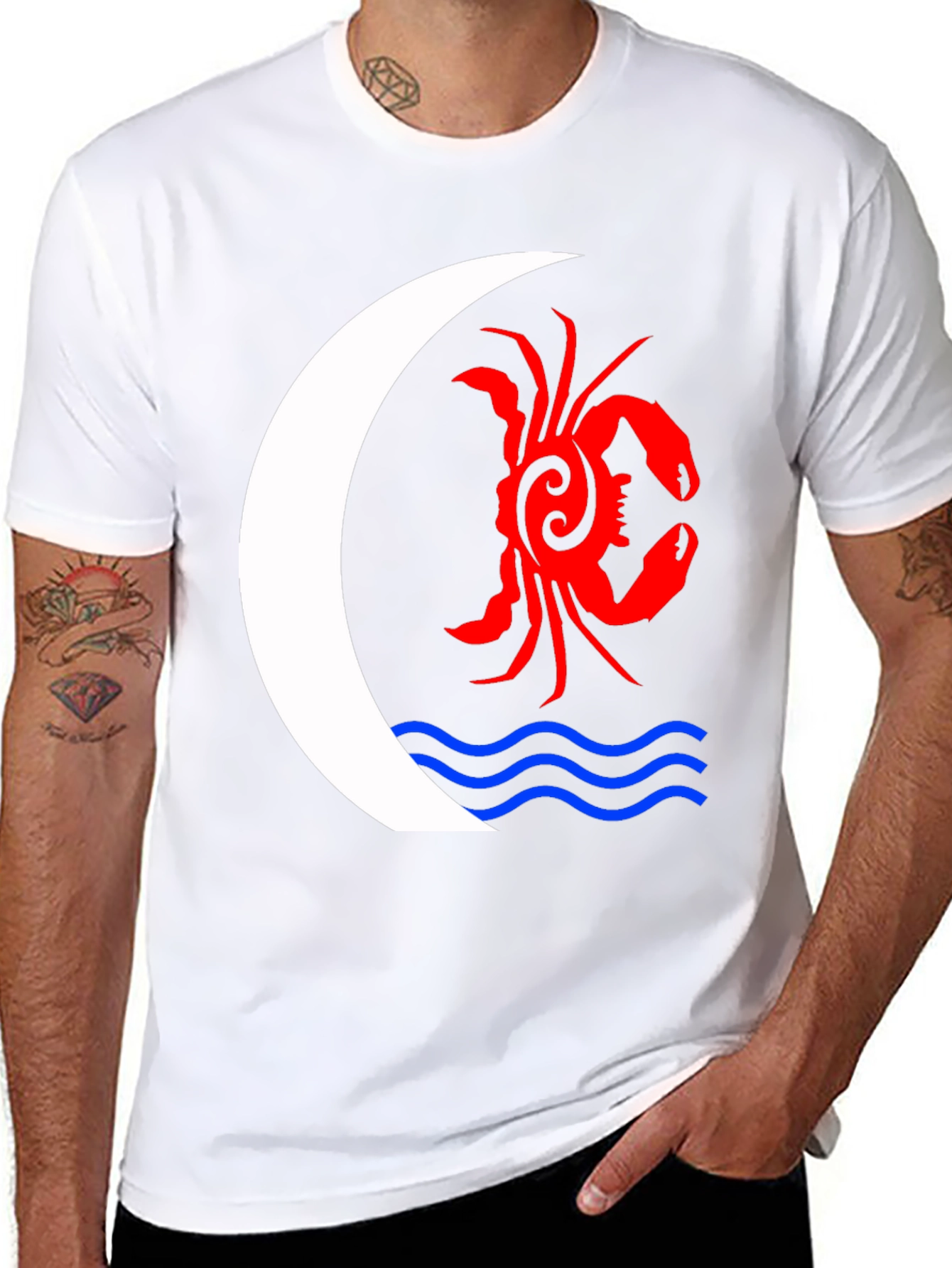 Black Tribal Crab Moon T-Shirt - Unique Graphic Tee view 8