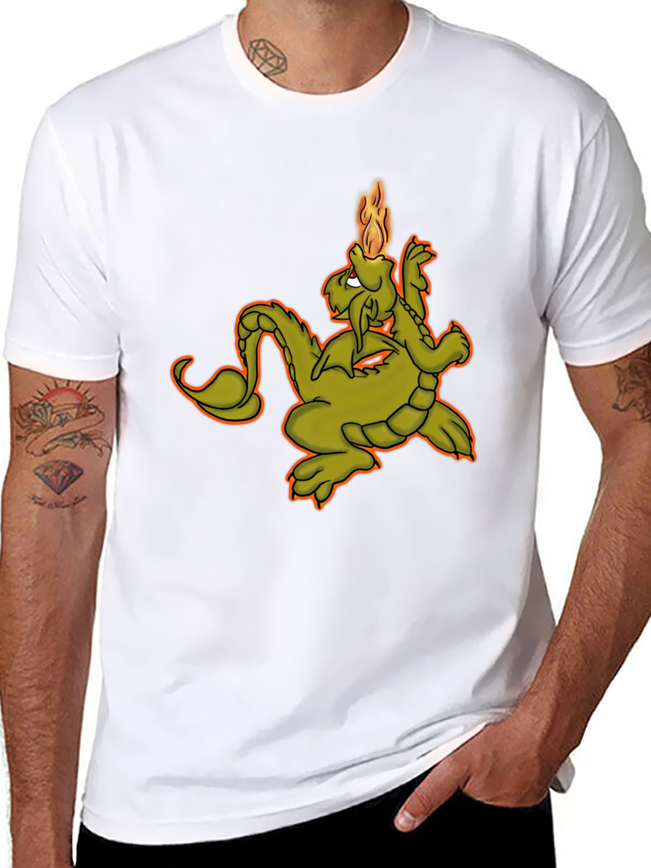 Black Dragon Fire T-Shirt - Black Graphic Tee view 8