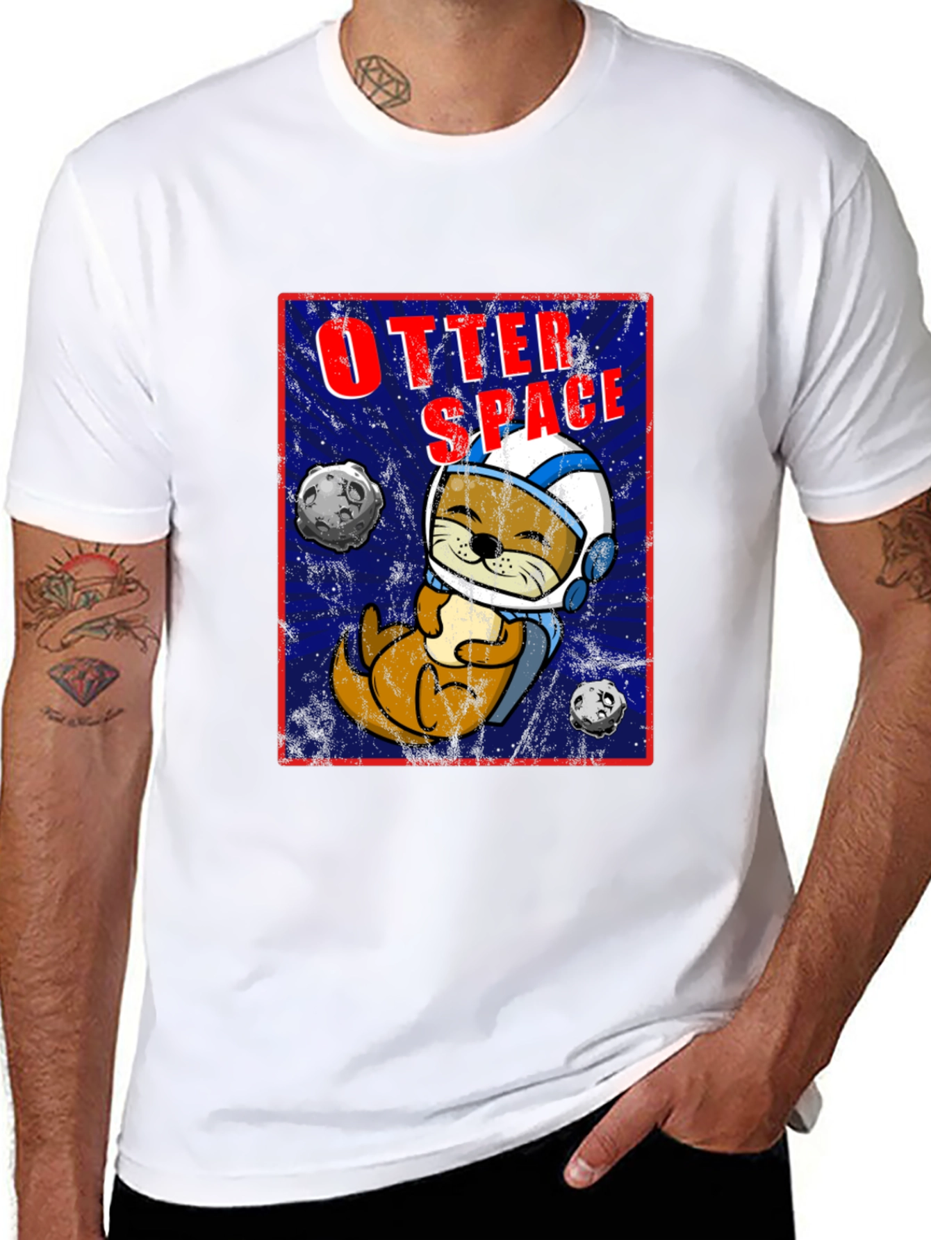 Black Otter Space Graphic T-Shirt - Funny Animal Tee view 8
