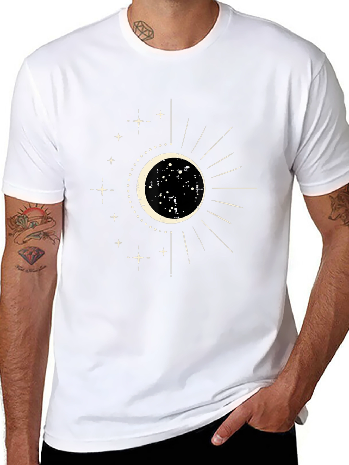 Black Celestial Sun & Moon Graphic Tee - Black view 8