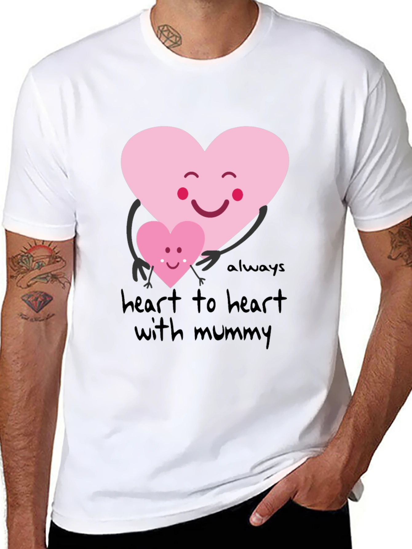 Black Heart to Heart with Mummy Graphic Tee view 8