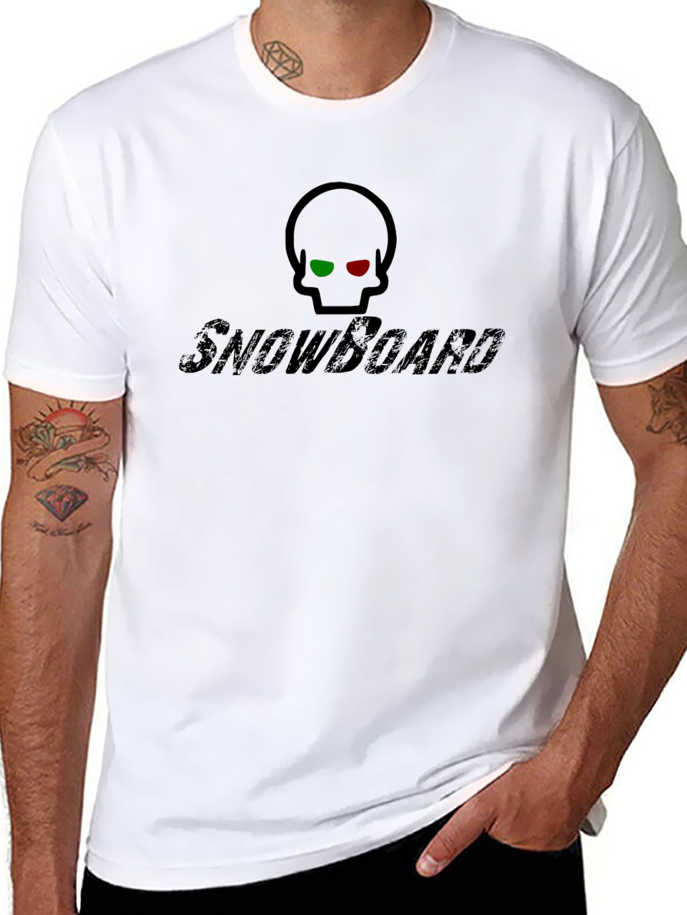 Black Snowboard Skull Graphic Black T-Shirt view 8