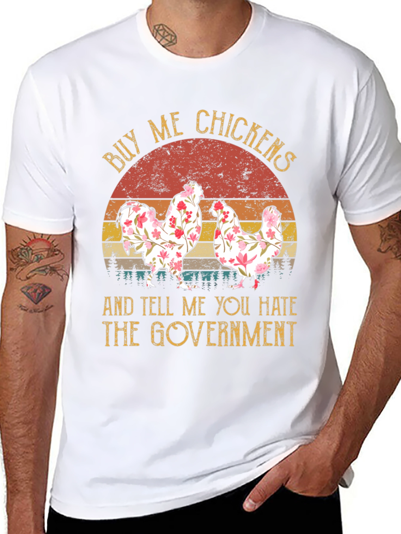 Black Buy Me Chickens Funny Graphic Tee view 8