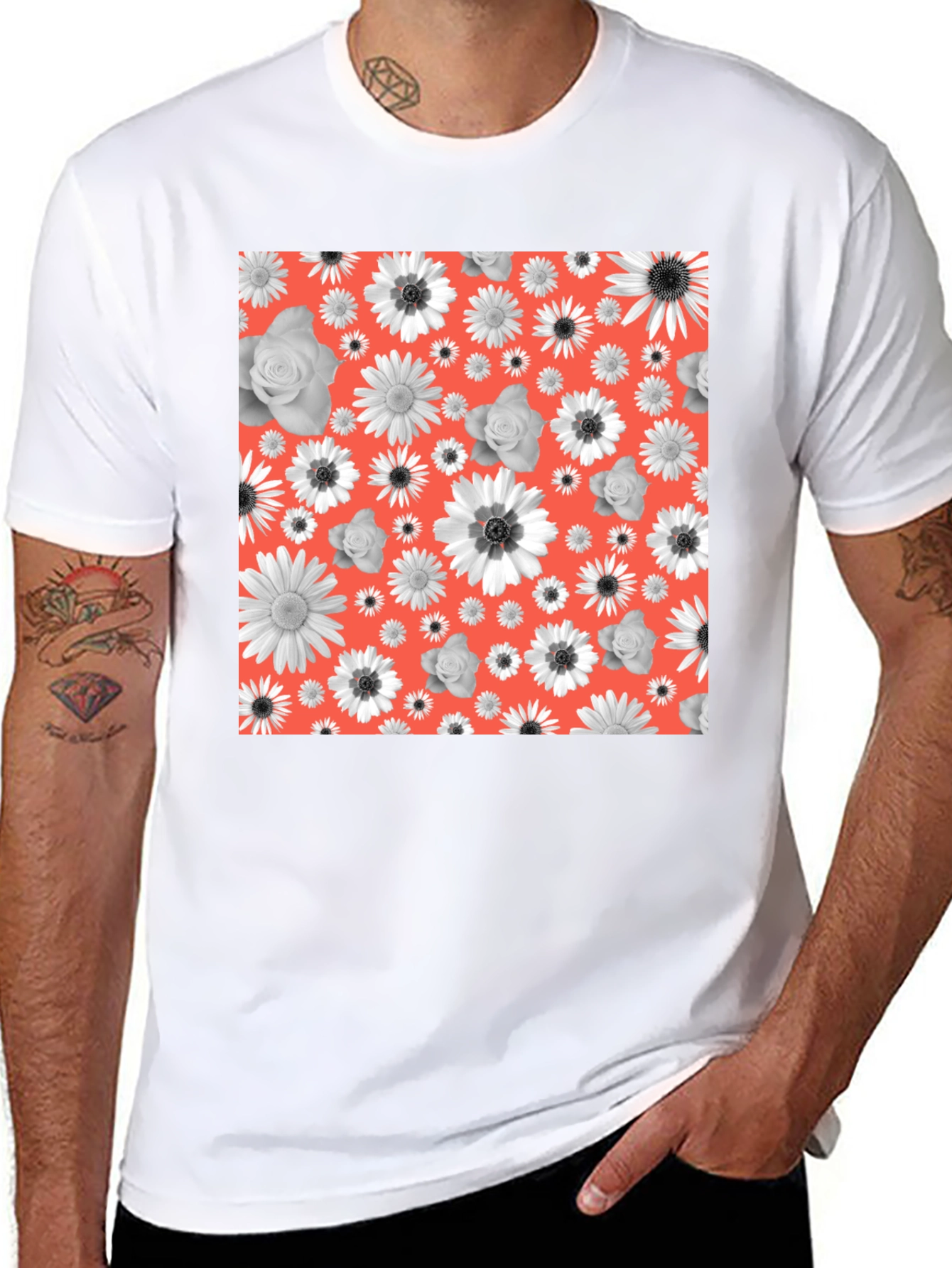 Black Floral Patterned T-Shirt view 8
