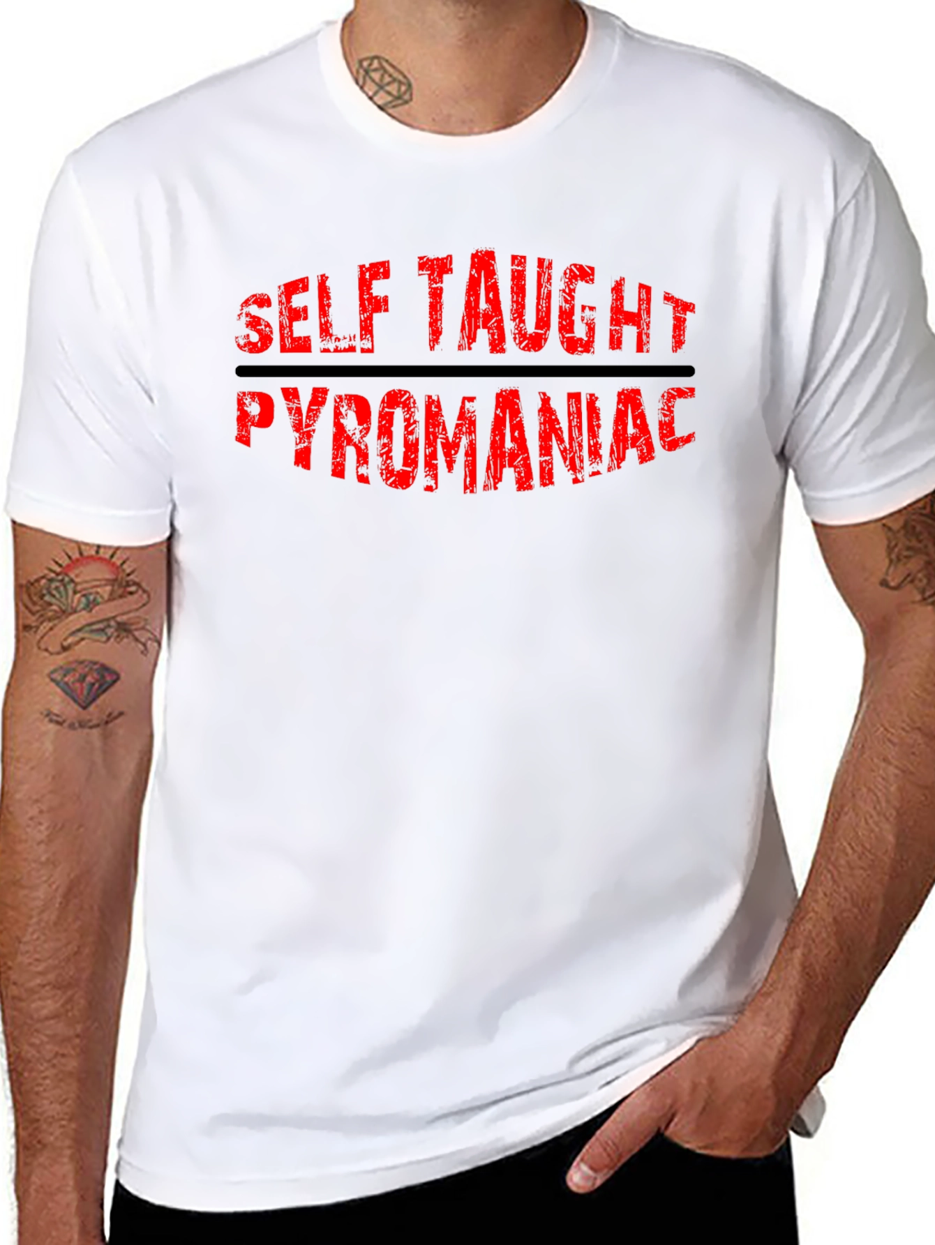 Black Self Taught Pyromaniac Graphic Tee - Black Cotton T-Shirt view 8