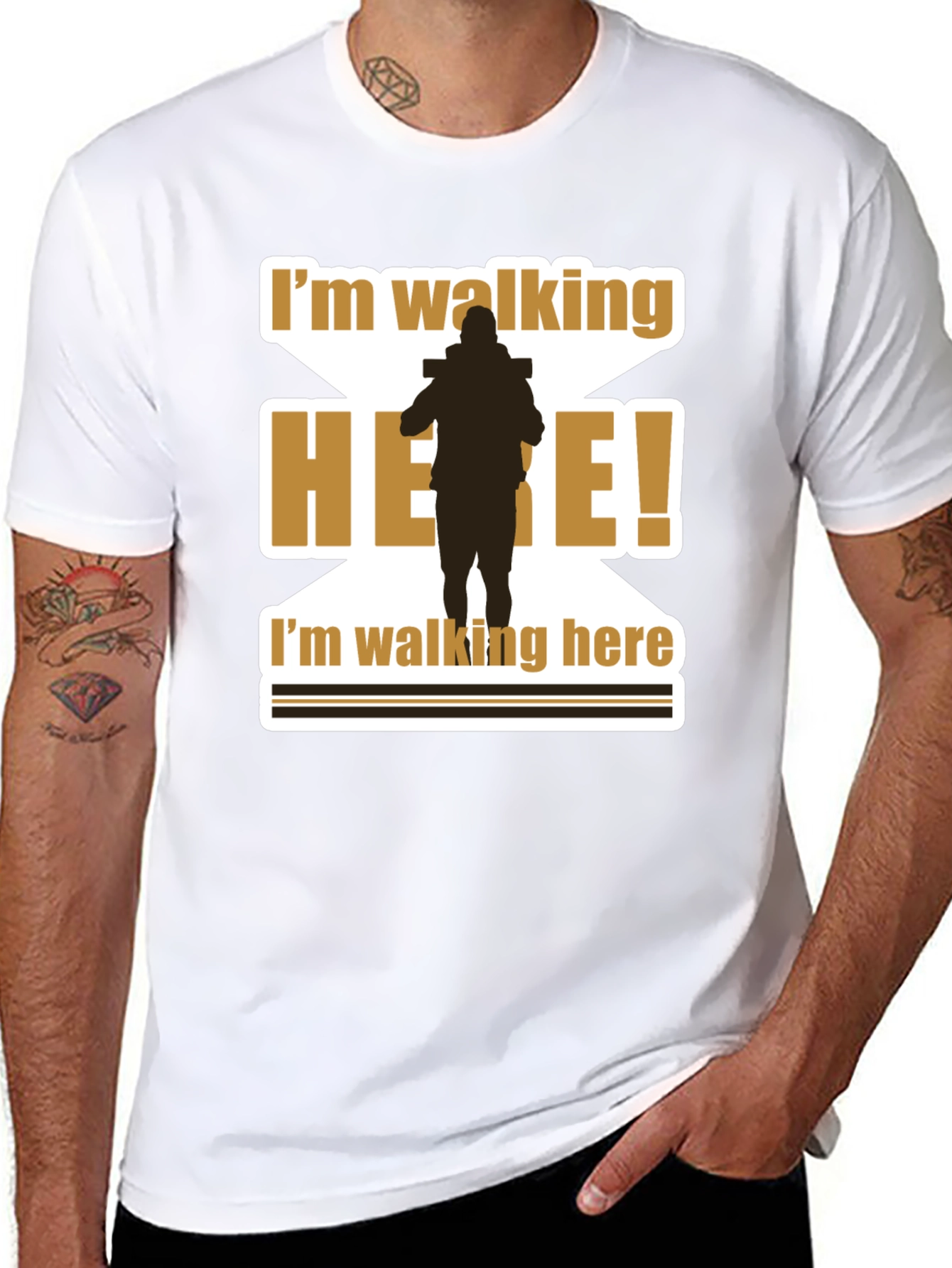 Black I'm Walking Here T-Shirt Funny Movie Quote view 8