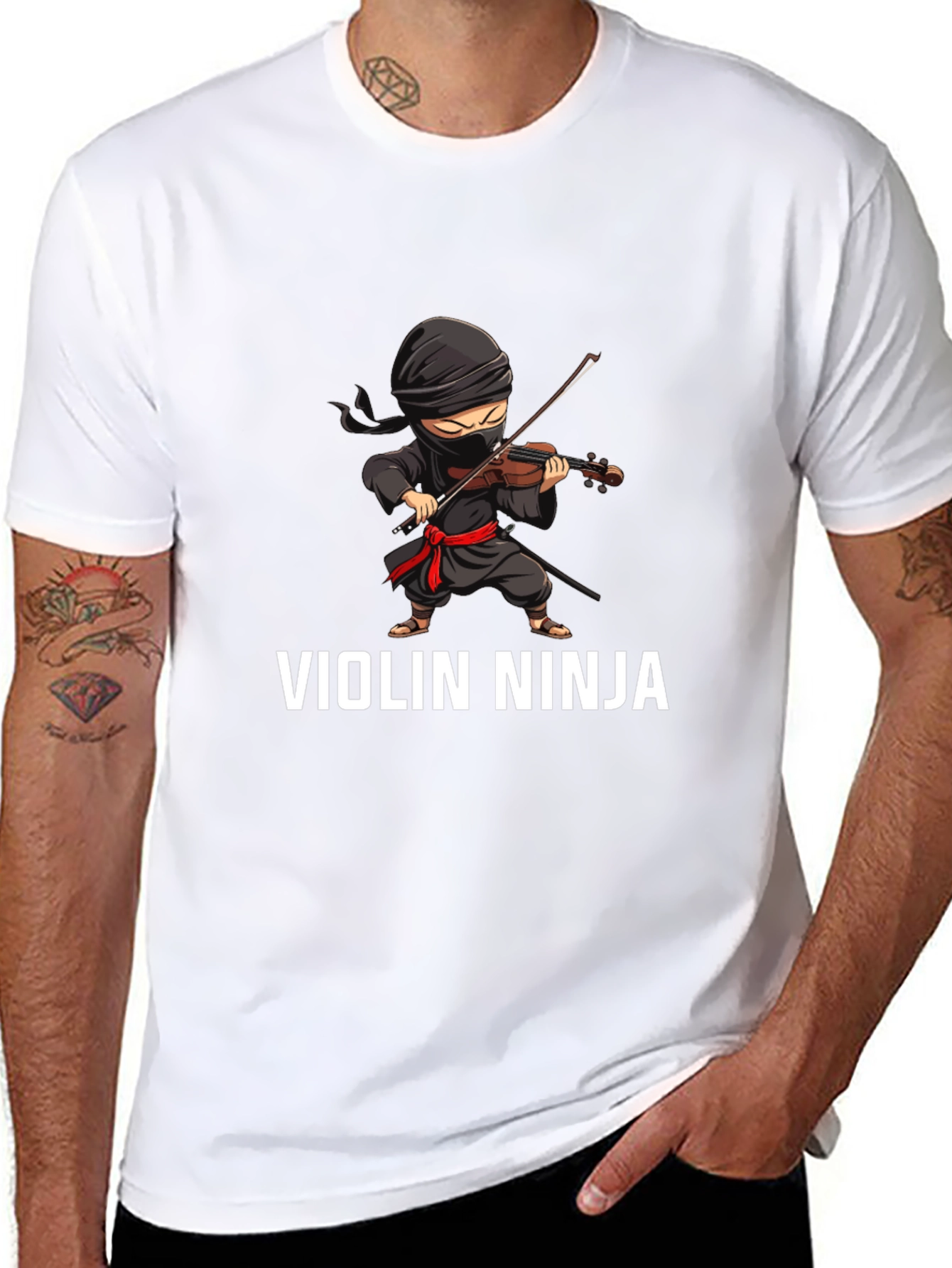 Black Violin Ninja Graphic Tee - Unique Musician T-Shirt view 8