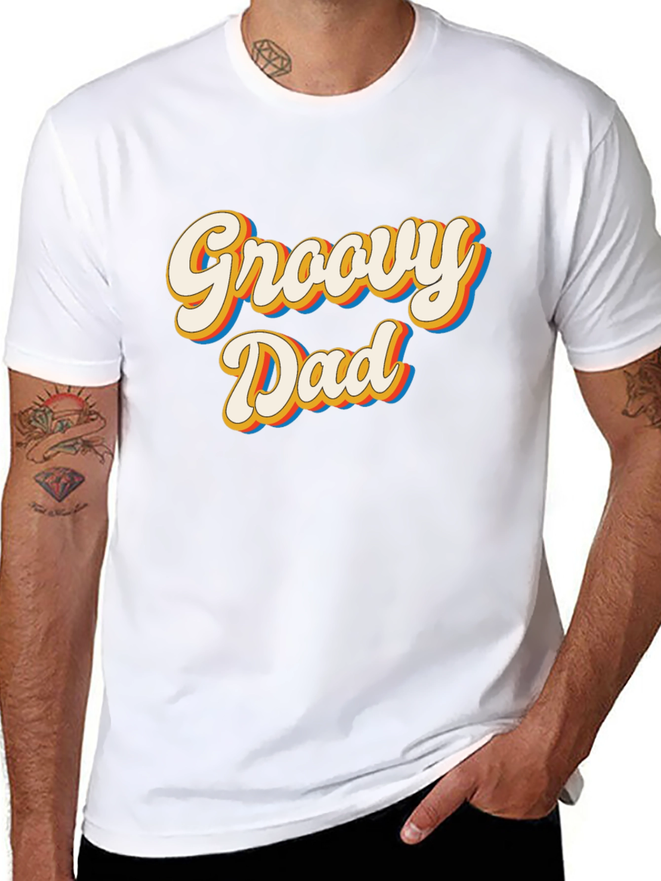 Black Groovy Dad Retro Style T-Shirt view 8