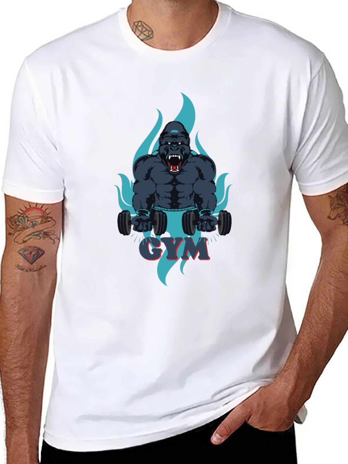 Black Gym Gorilla Graphic Tee - Fitness Motivation Shirt view 8