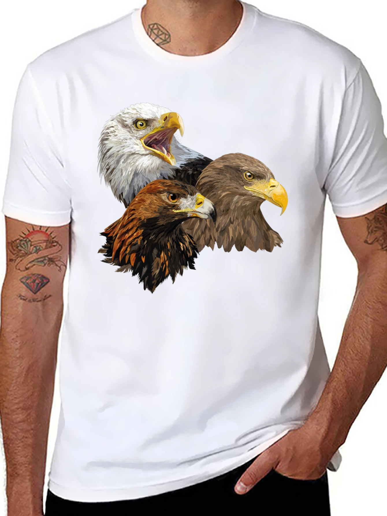 Black Eagle Trio Graphic Tee - Black Cotton Shirt view 8