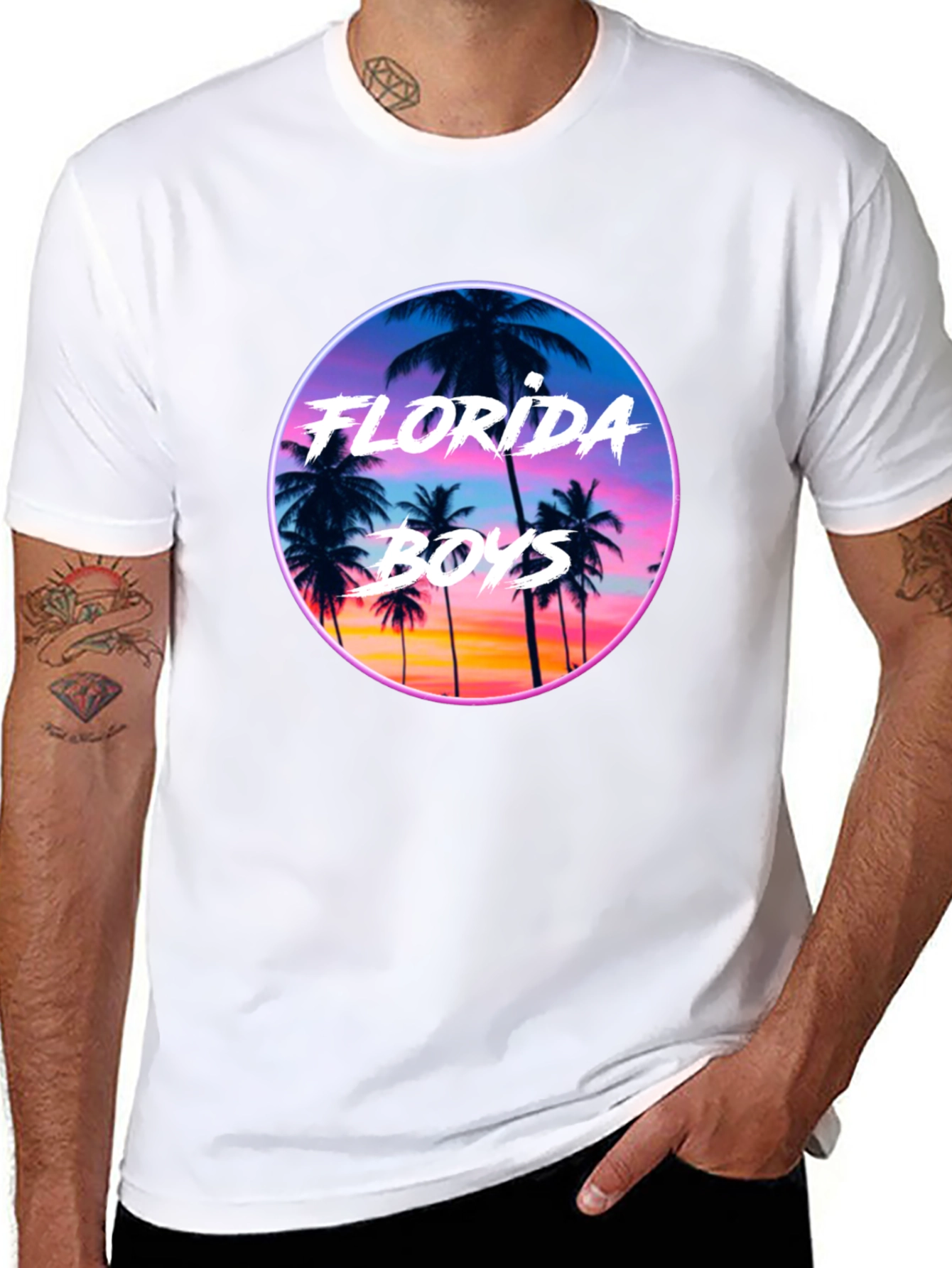 Black Florida Boys Sunset T-Shirt - Retro Palm Tree Tee view 8