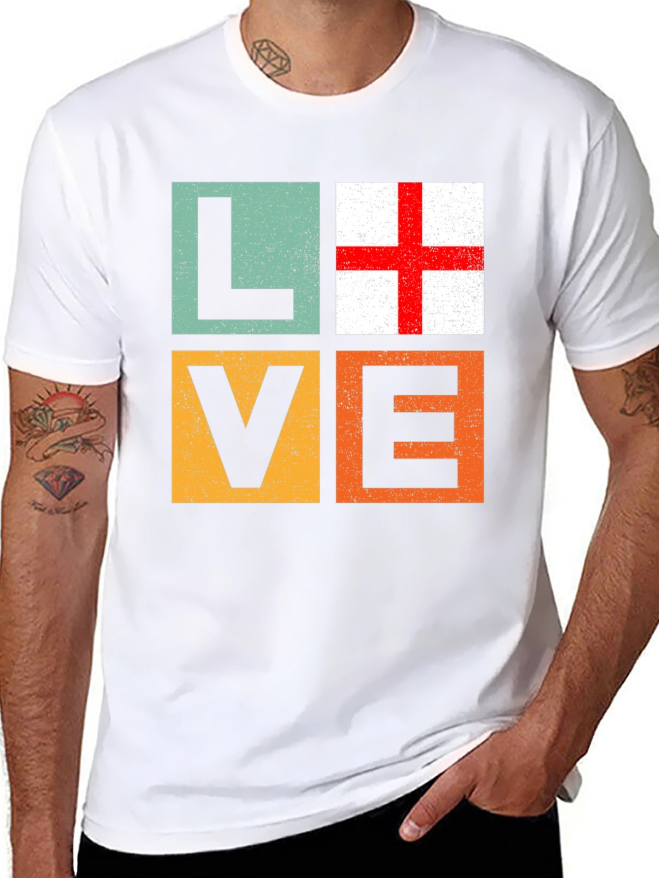 Black Love England Flag T-Shirt - Graphic Tee view 8