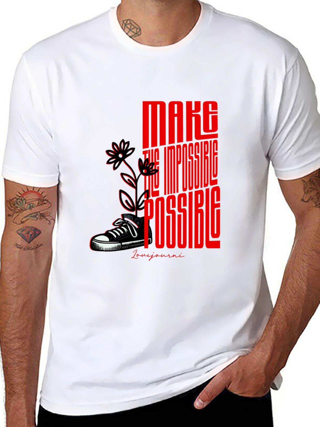 Black Make the Impossible Possible Graphic Tee view 8