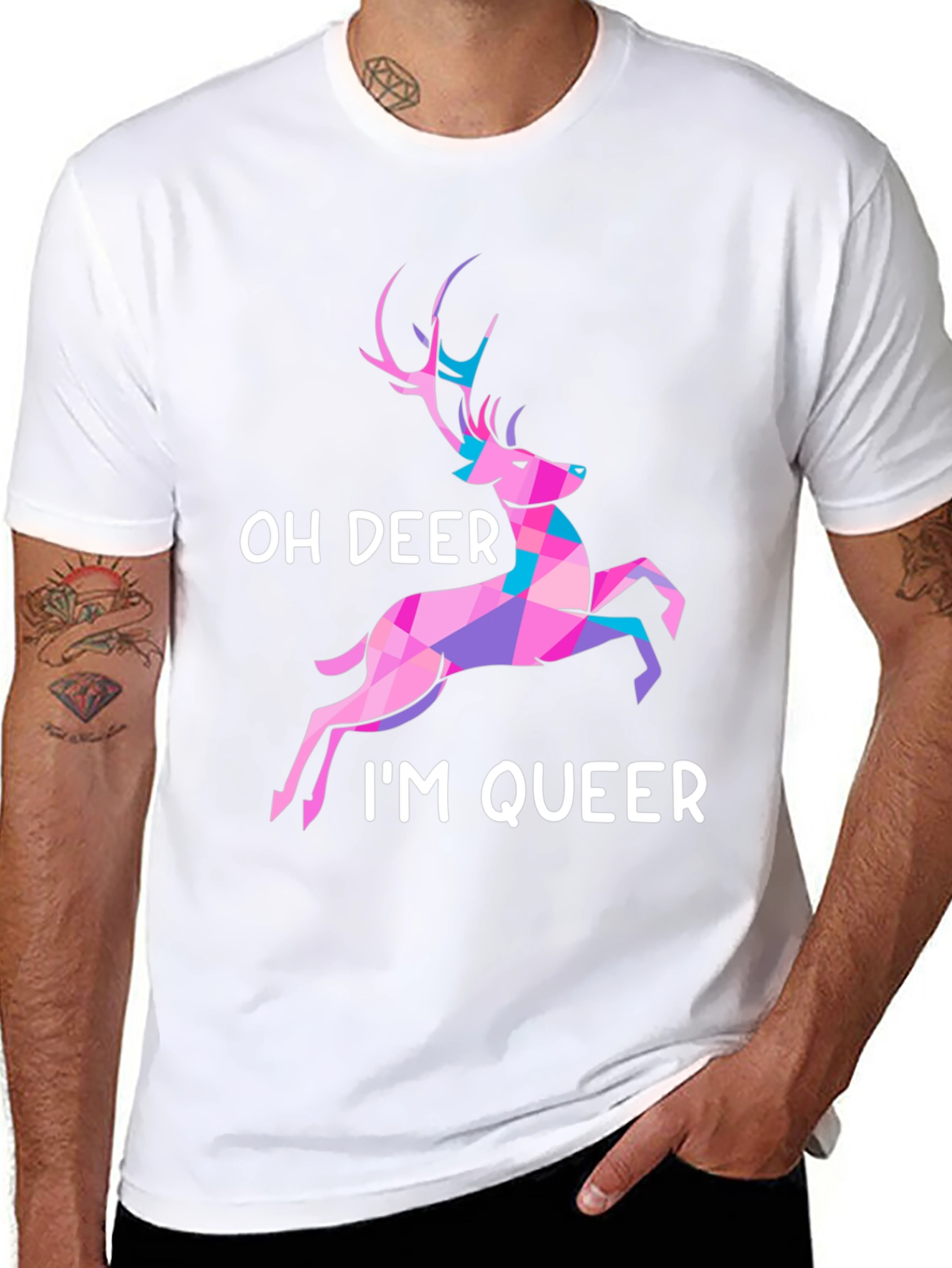 Black Oh Deer I'm Queer T-Shirt view 8