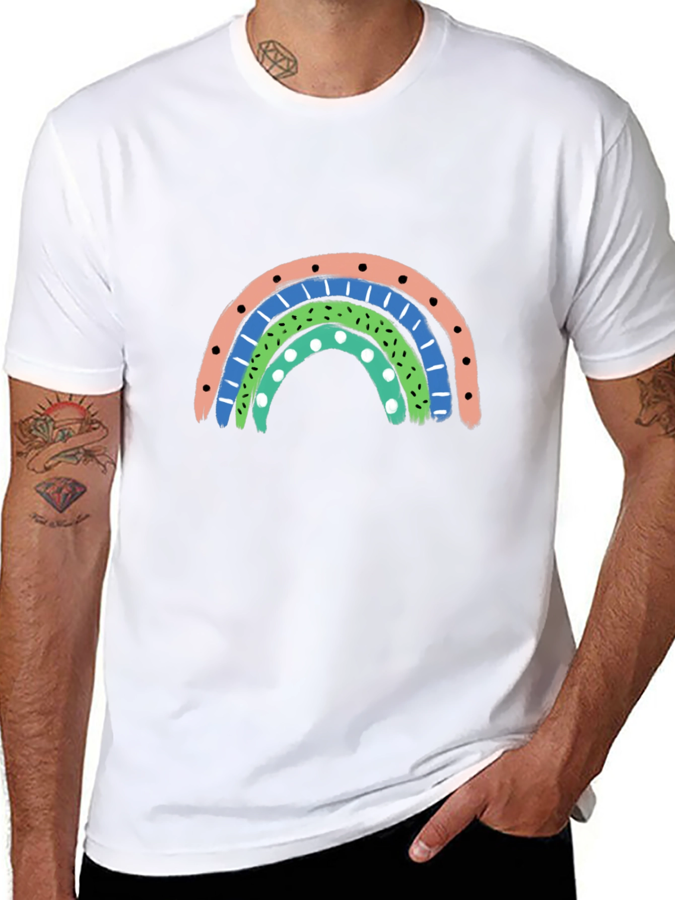 Black Retro Rainbow Graphic Tee view 8