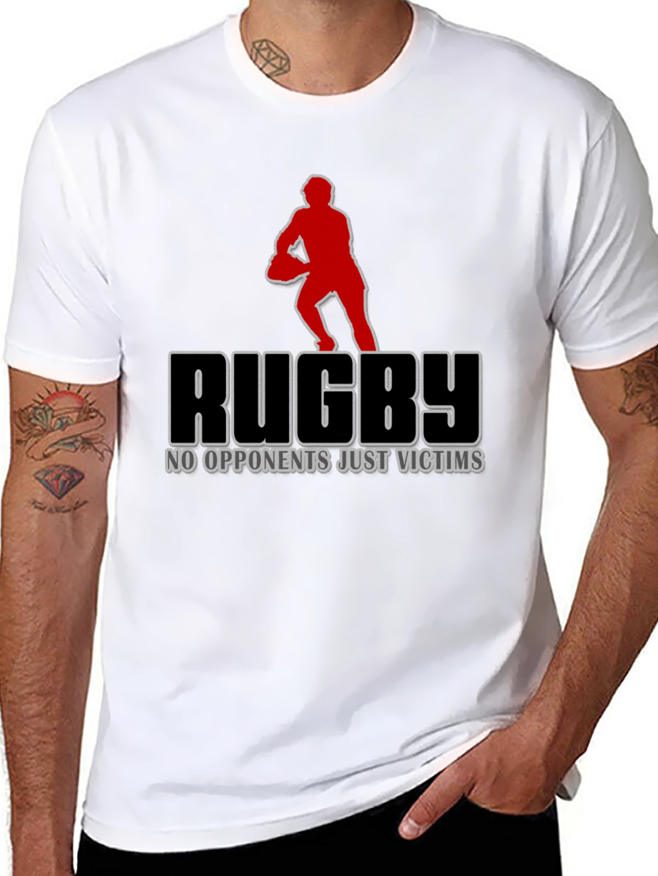 Black Rugby 'No Opponents, Just Victims' Graphic T-Shirt view 8