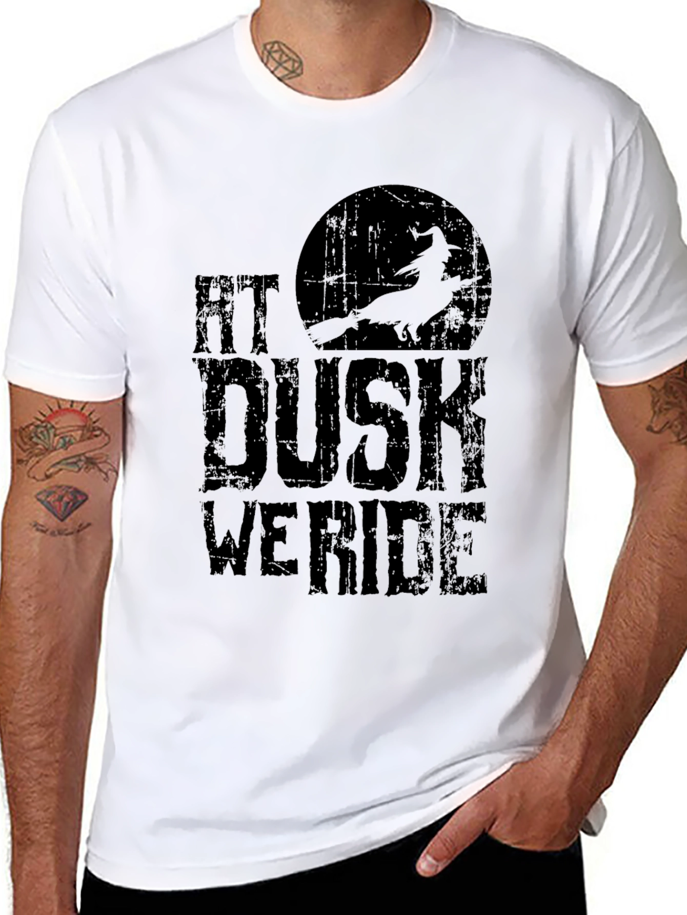 Black At Dusk We Ride T-Shirt - Witch Halloween Tee view 8