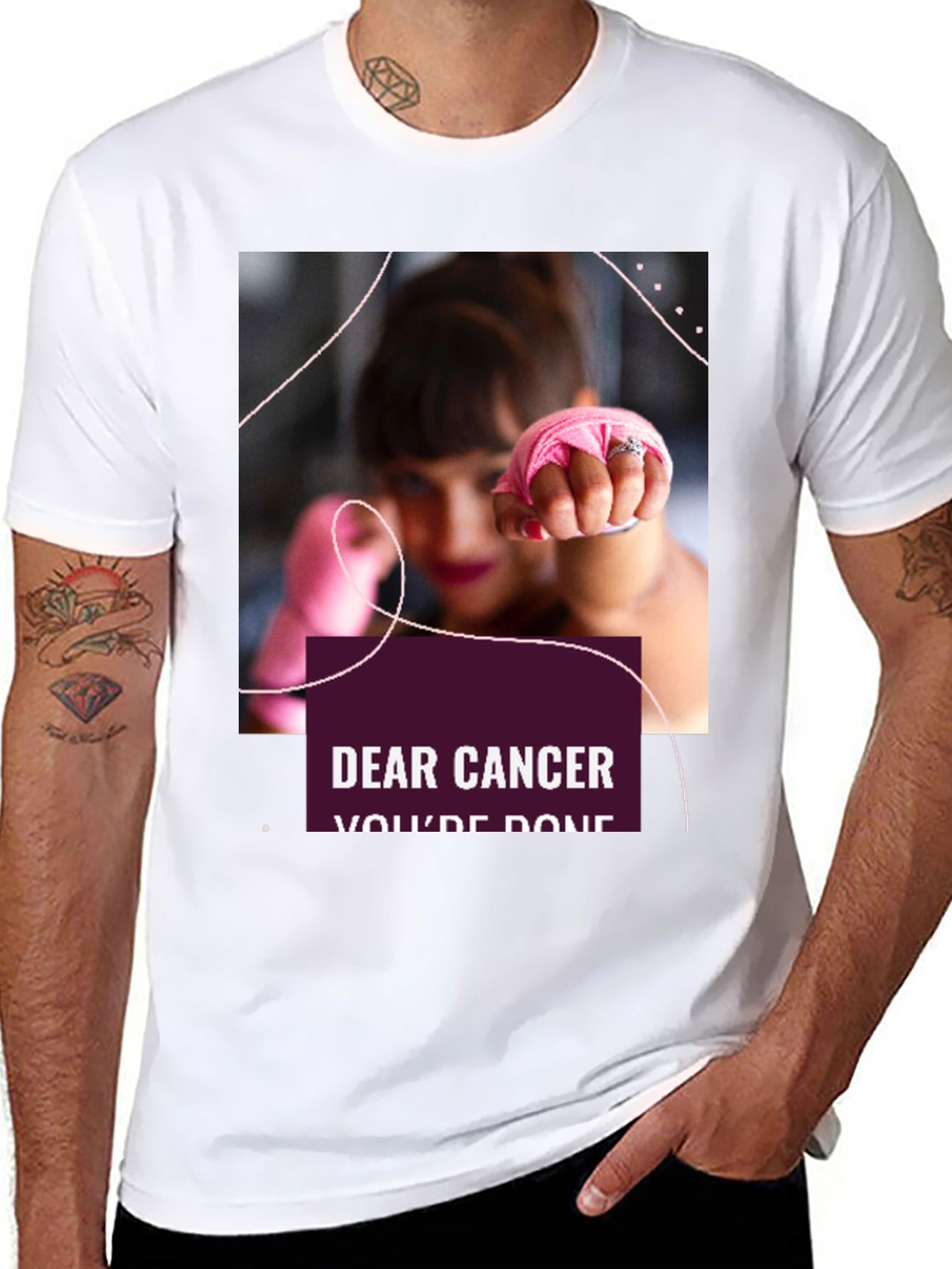 Black Dear Cancer, You're Done Black T-Shirt view 8