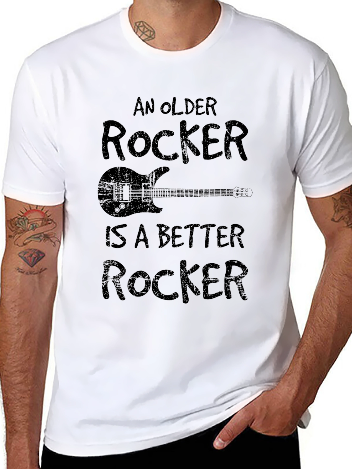 Black An Older Rocker Is A Better Rocker Black Graphic Tee view 8