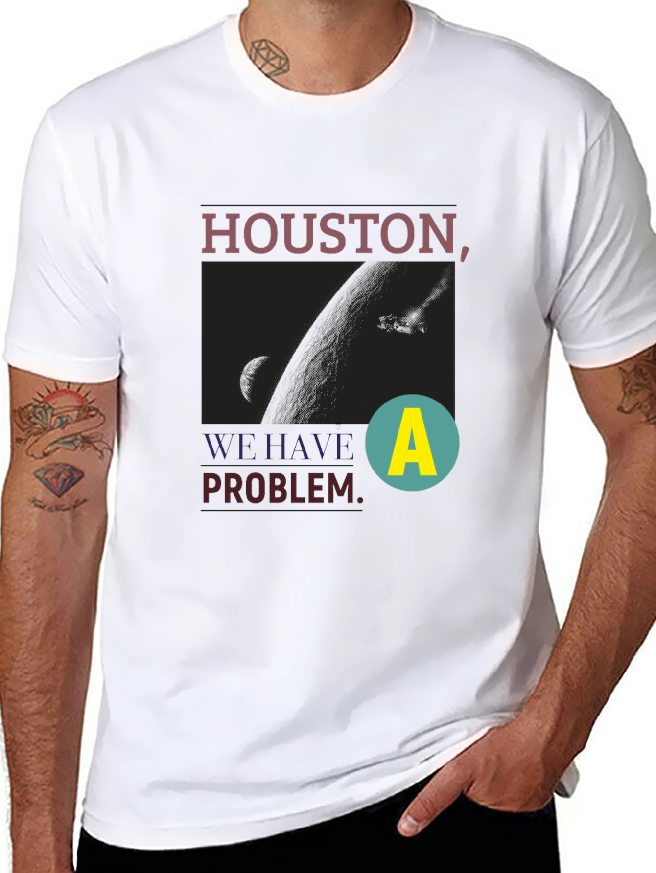 Black Houston We Have a Problem Graphic Tee view 8