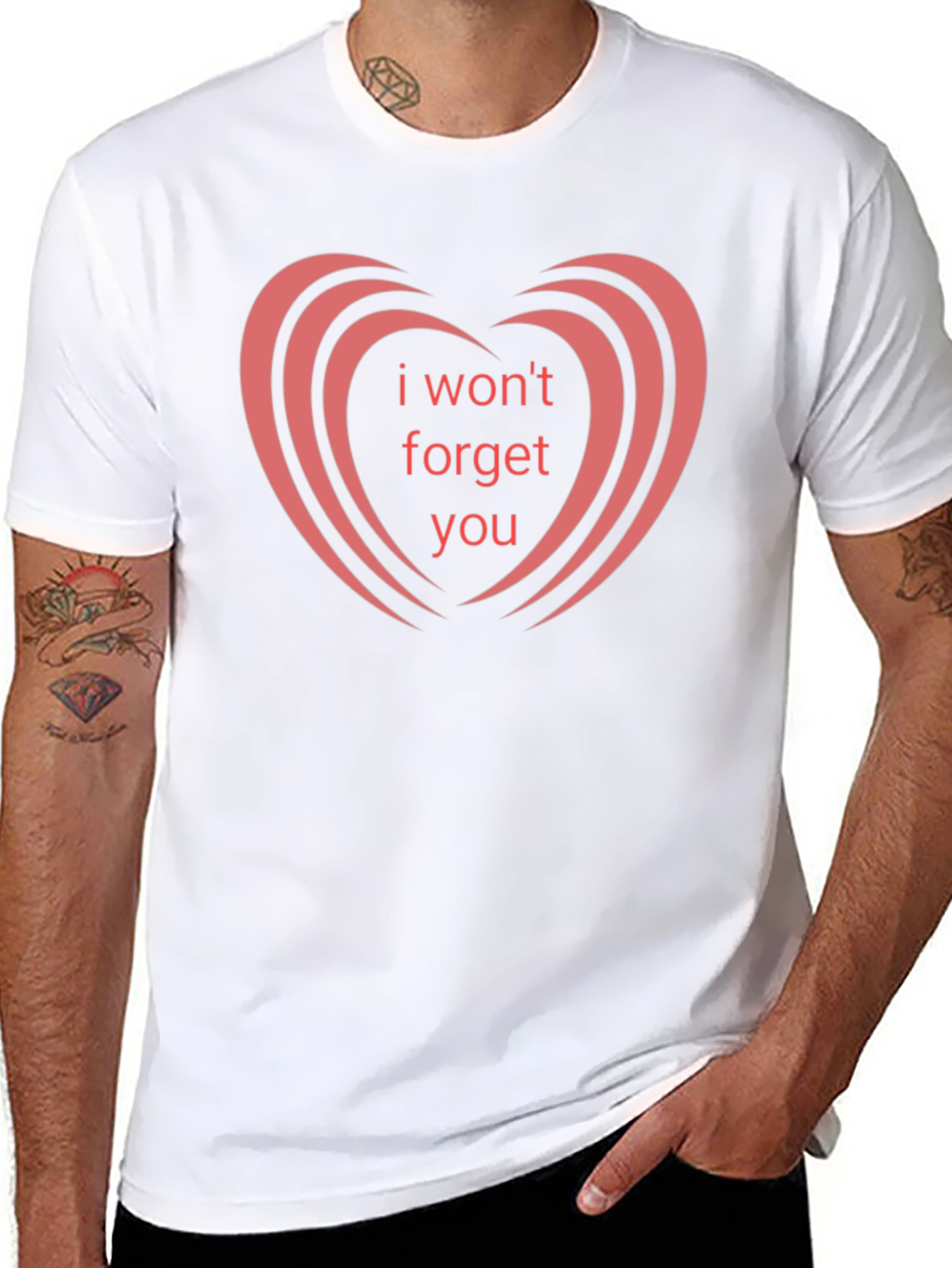 Black I Won't Forget You Graphic Tee - Heart Design view 8