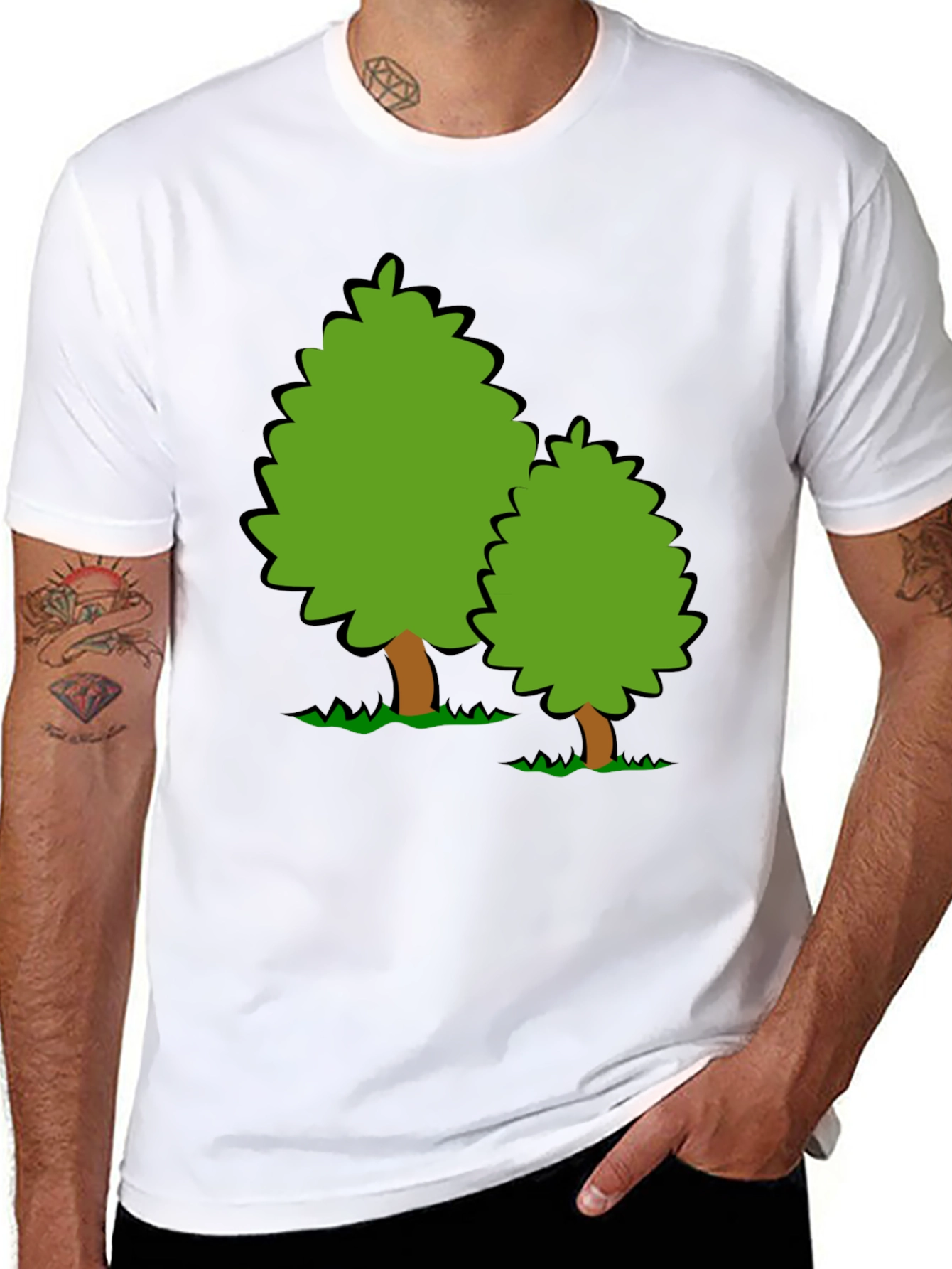 Black Cartoon Tree Graphic Black T-Shirt view 8