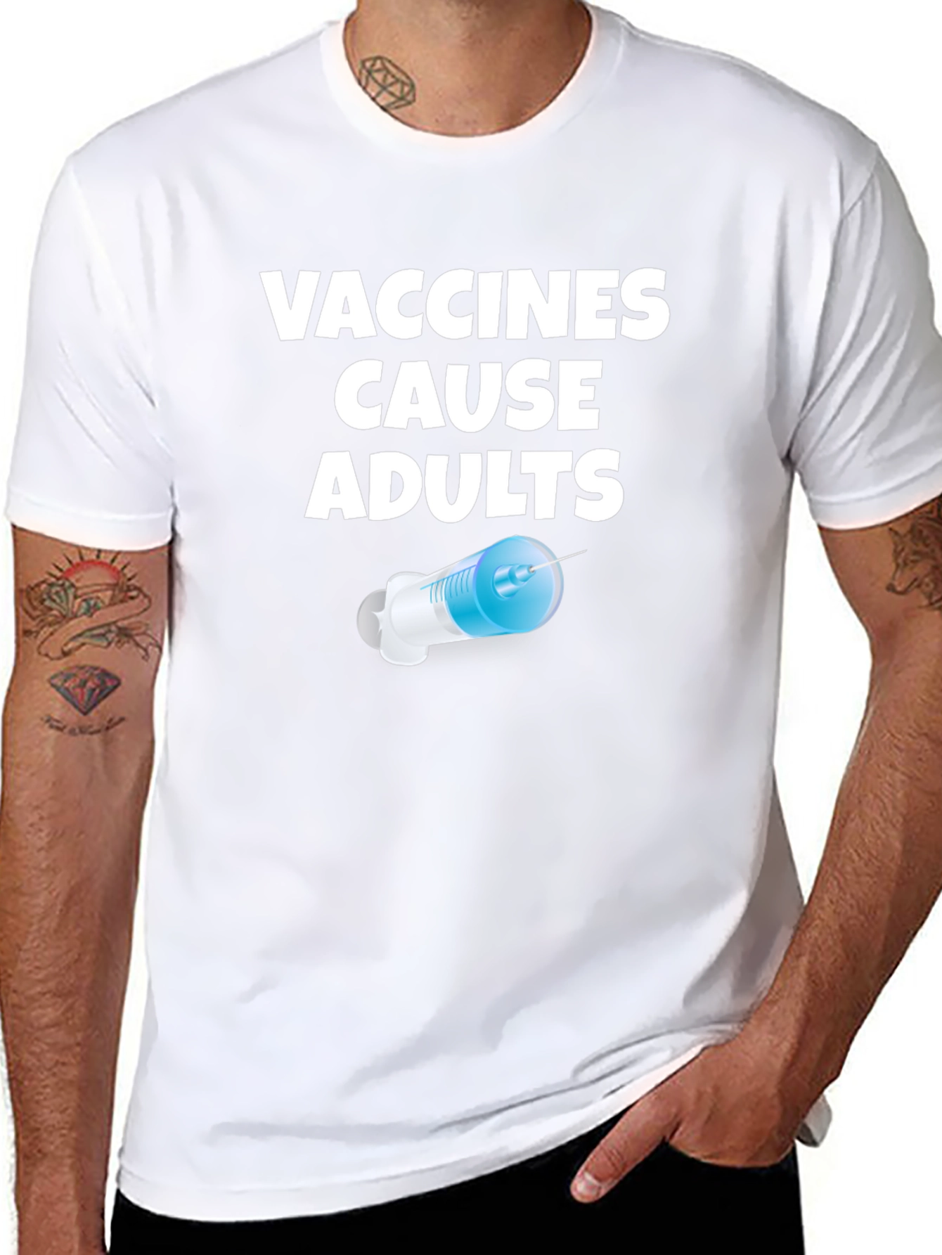 Black Vaccines Cause Adults Funny Novelty T-Shirt view 8
