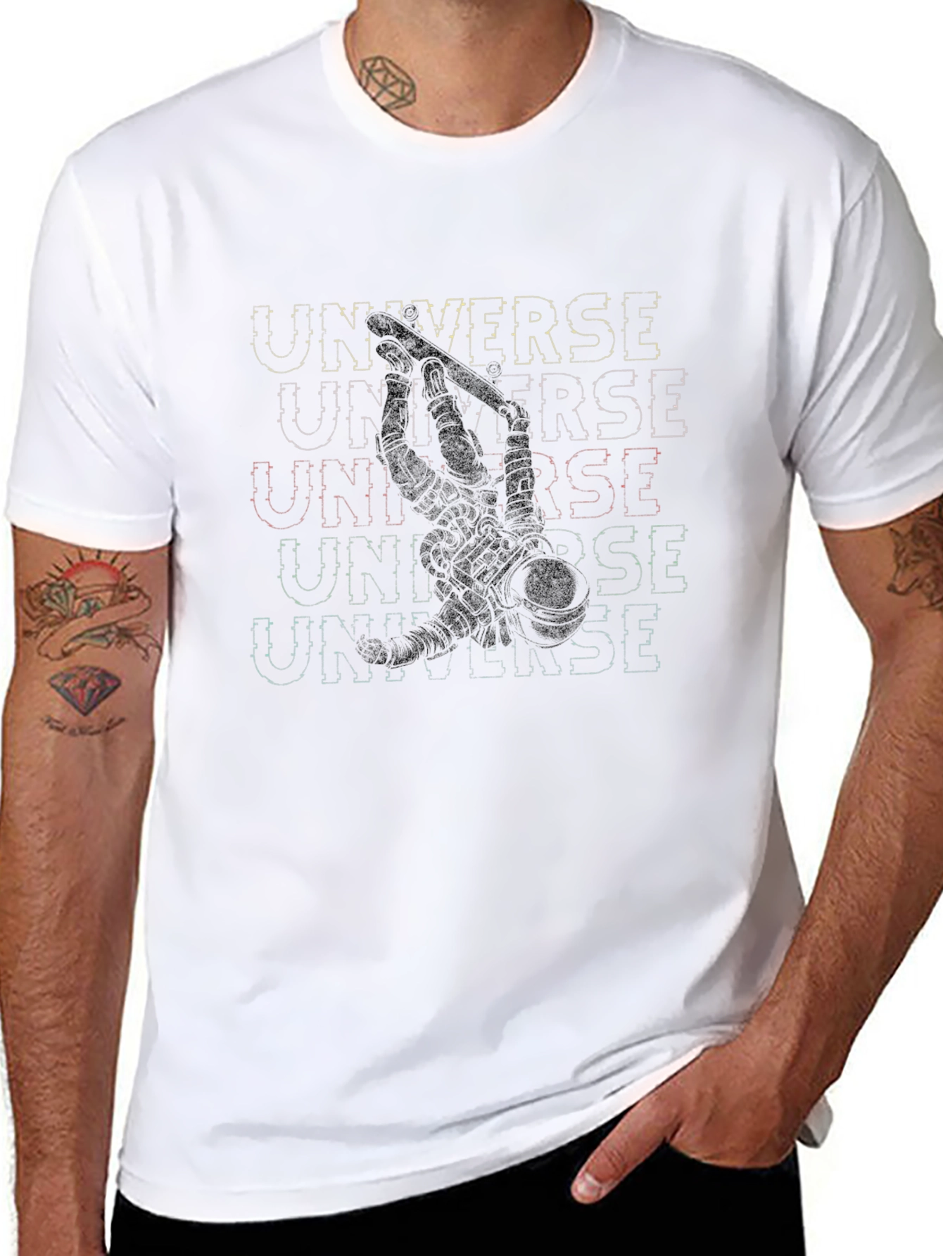 Black Universe Graphic Print Black T-Shirt view 8
