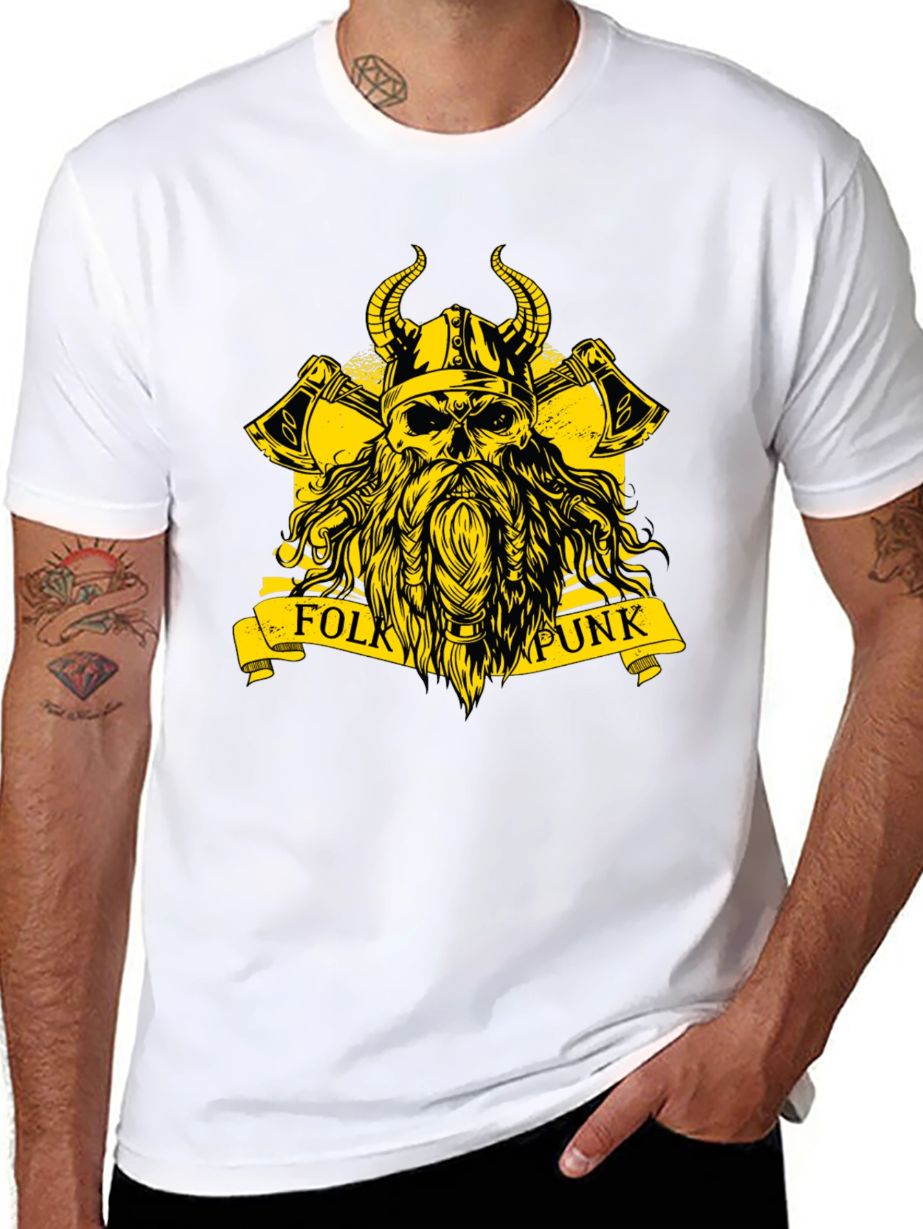 Black Folk Punk Viking Skull T-Shirt view 8