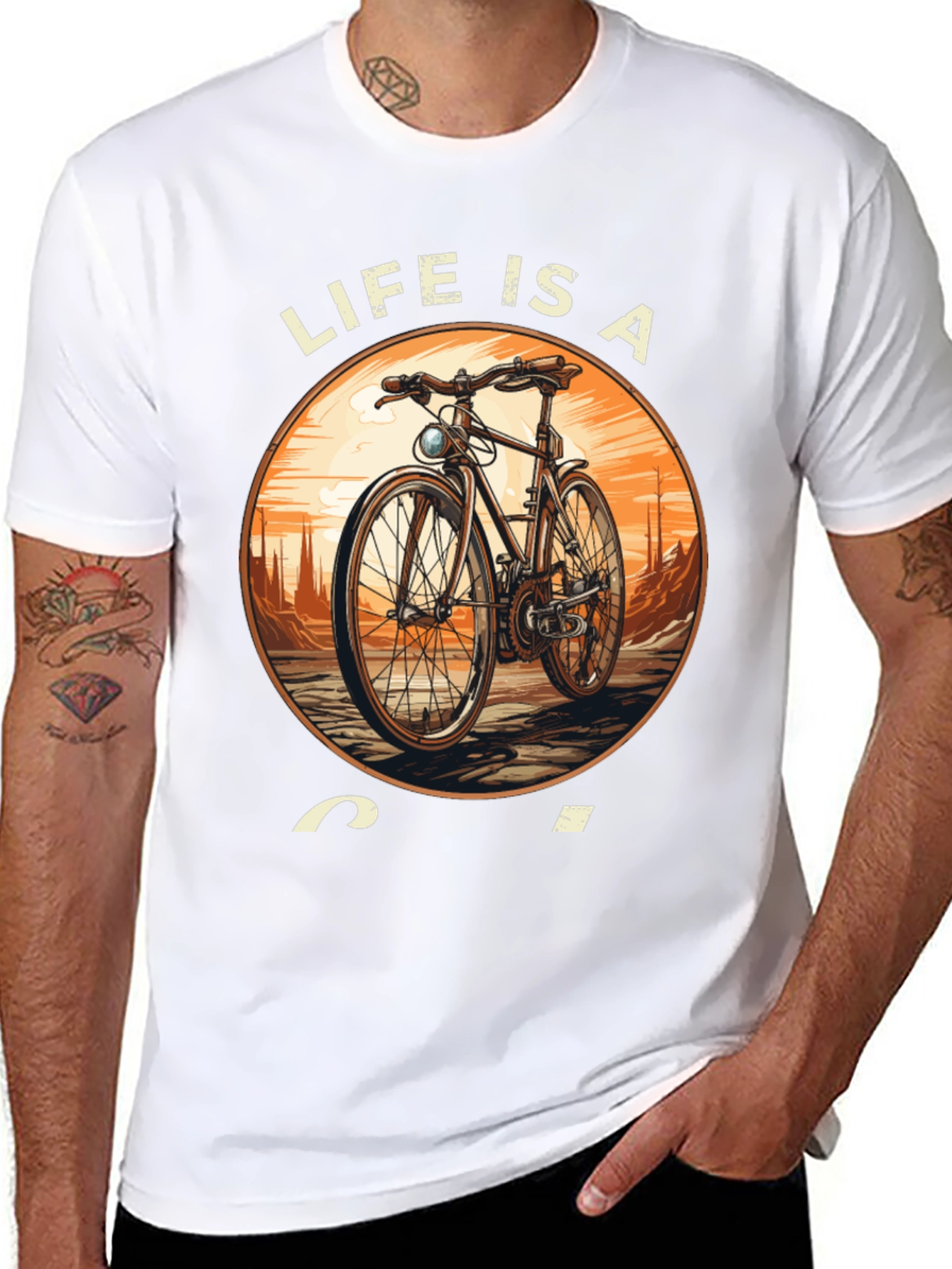 Black Life is a Ride T-Shirt - Classic Bicycle Design view 8