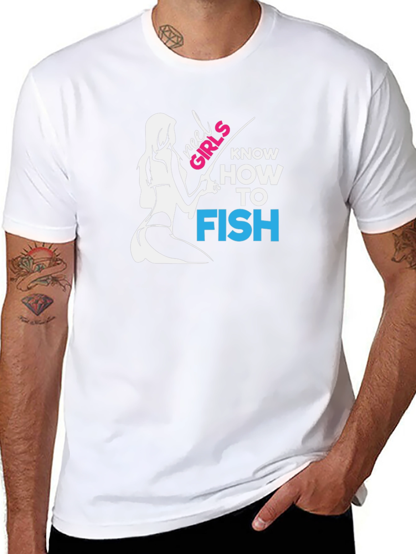 Black Reel Girls Fish T-Shirt - Black Graphic Tee view 8