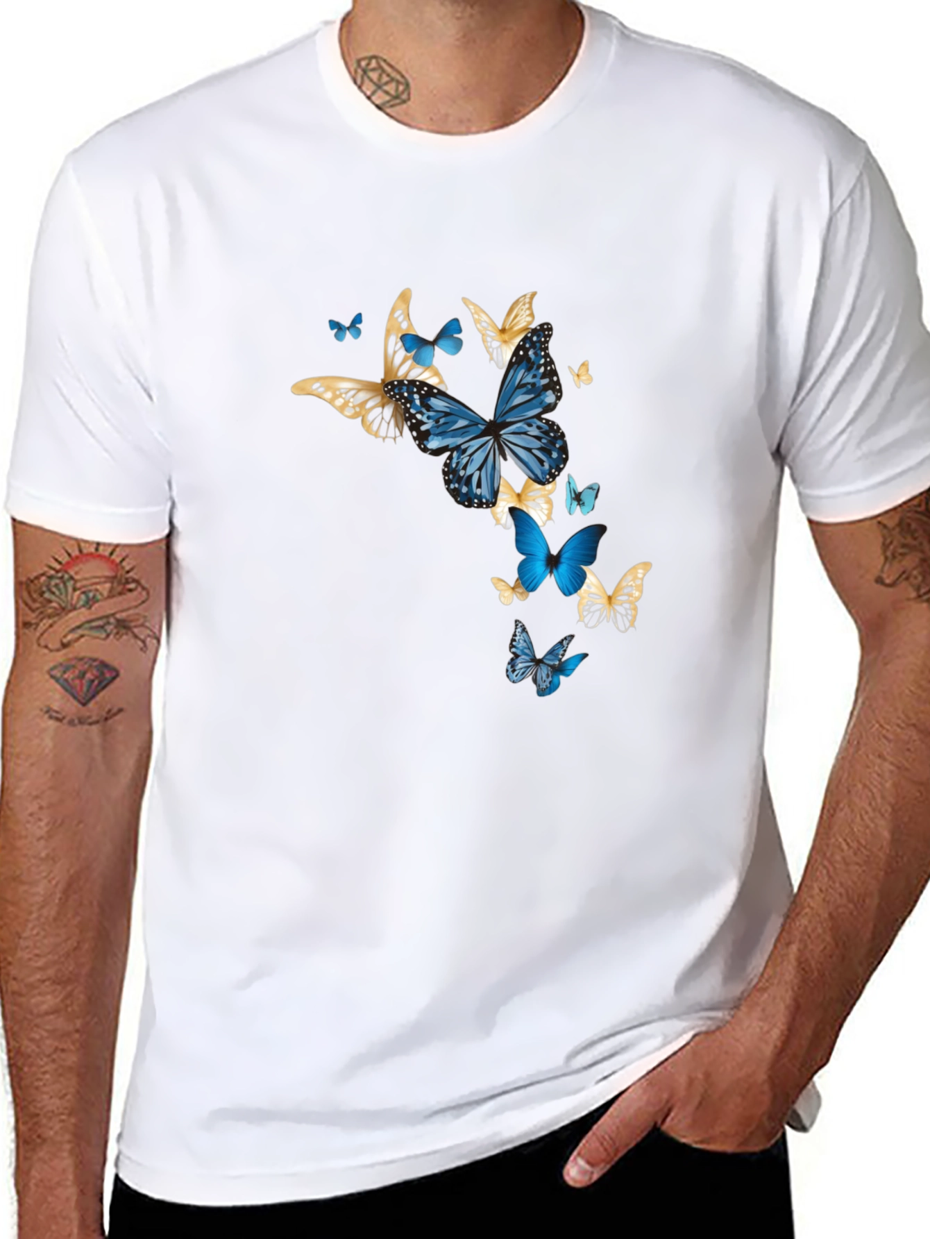 Black Butterfly Graphic Print Black T-Shirt view 8