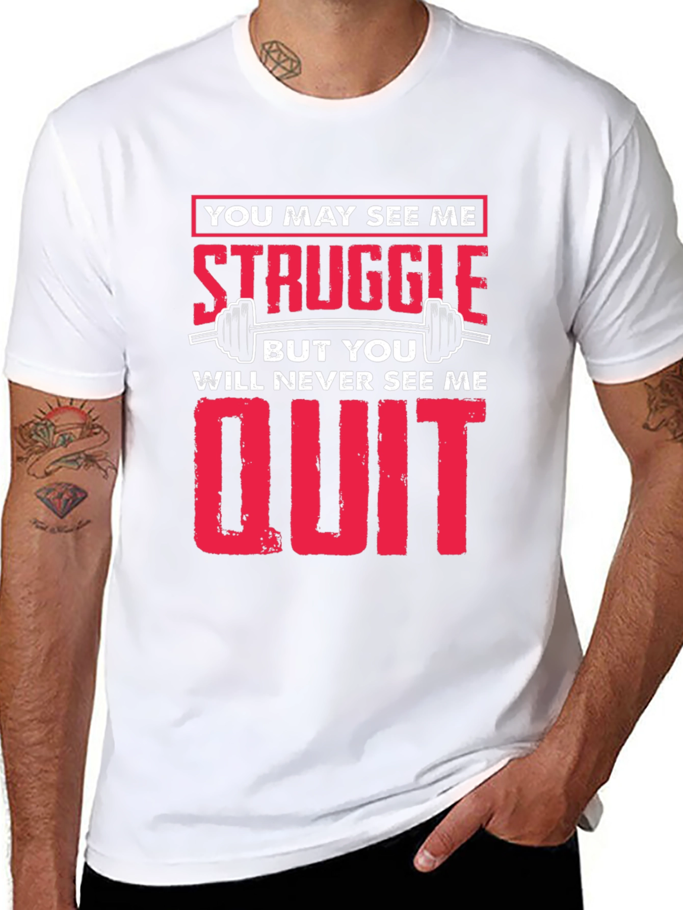 Black Struggle Never Quit Black T-Shirt view 8