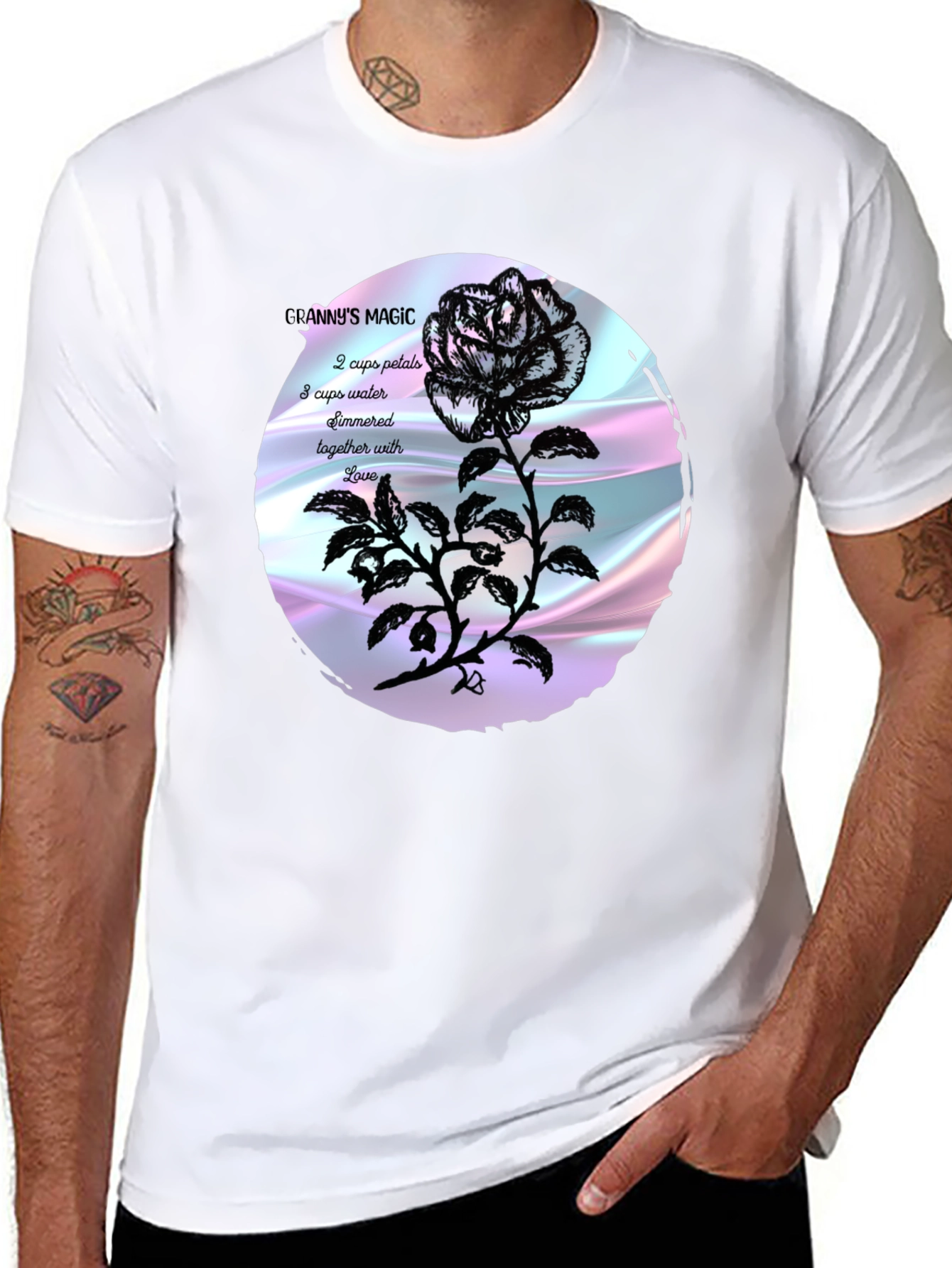 Black Granny's Magic Rose T-Shirt view 8