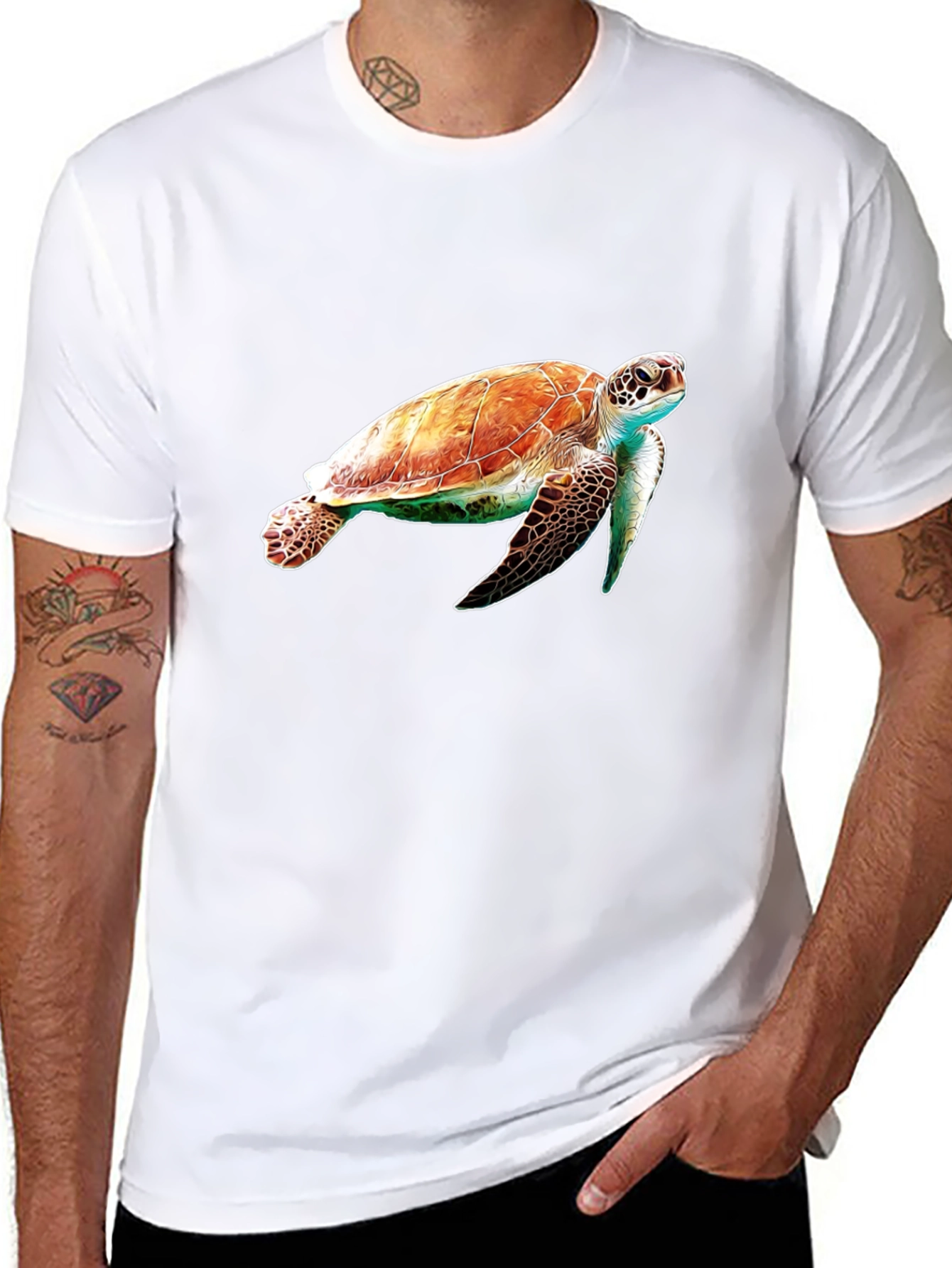 Black Sea Turtle Graphic Tee - Black Cotton Comfort view 8